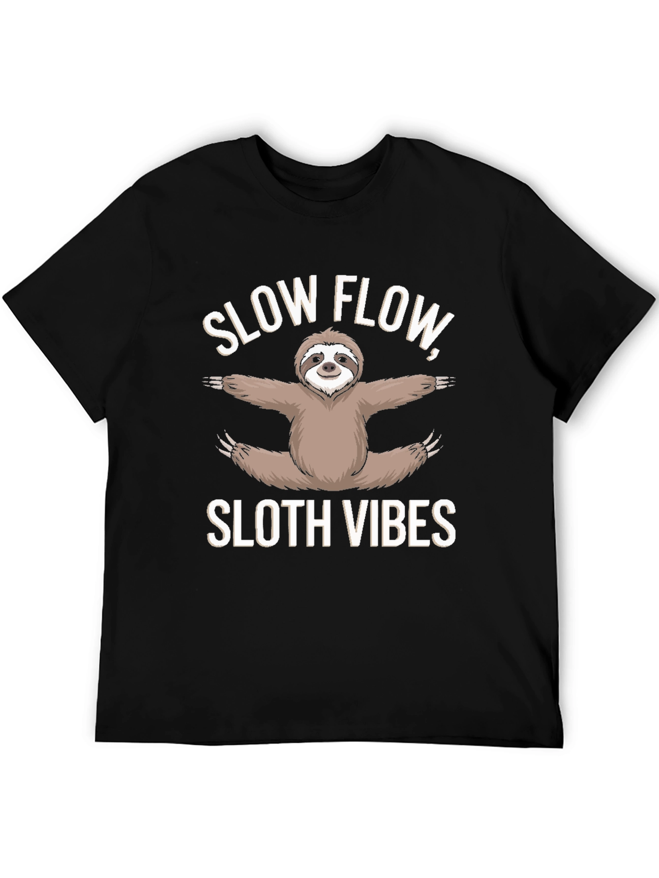 Slow Flow Sloth Vibes Black T-Shirt