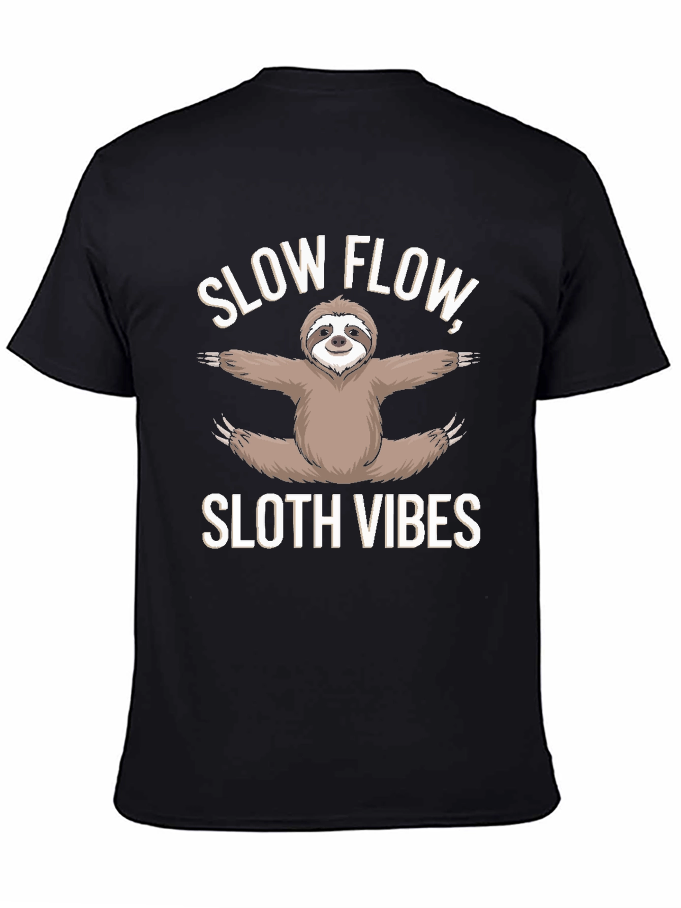 Slow Flow Sloth Vibes Black T-Shirt