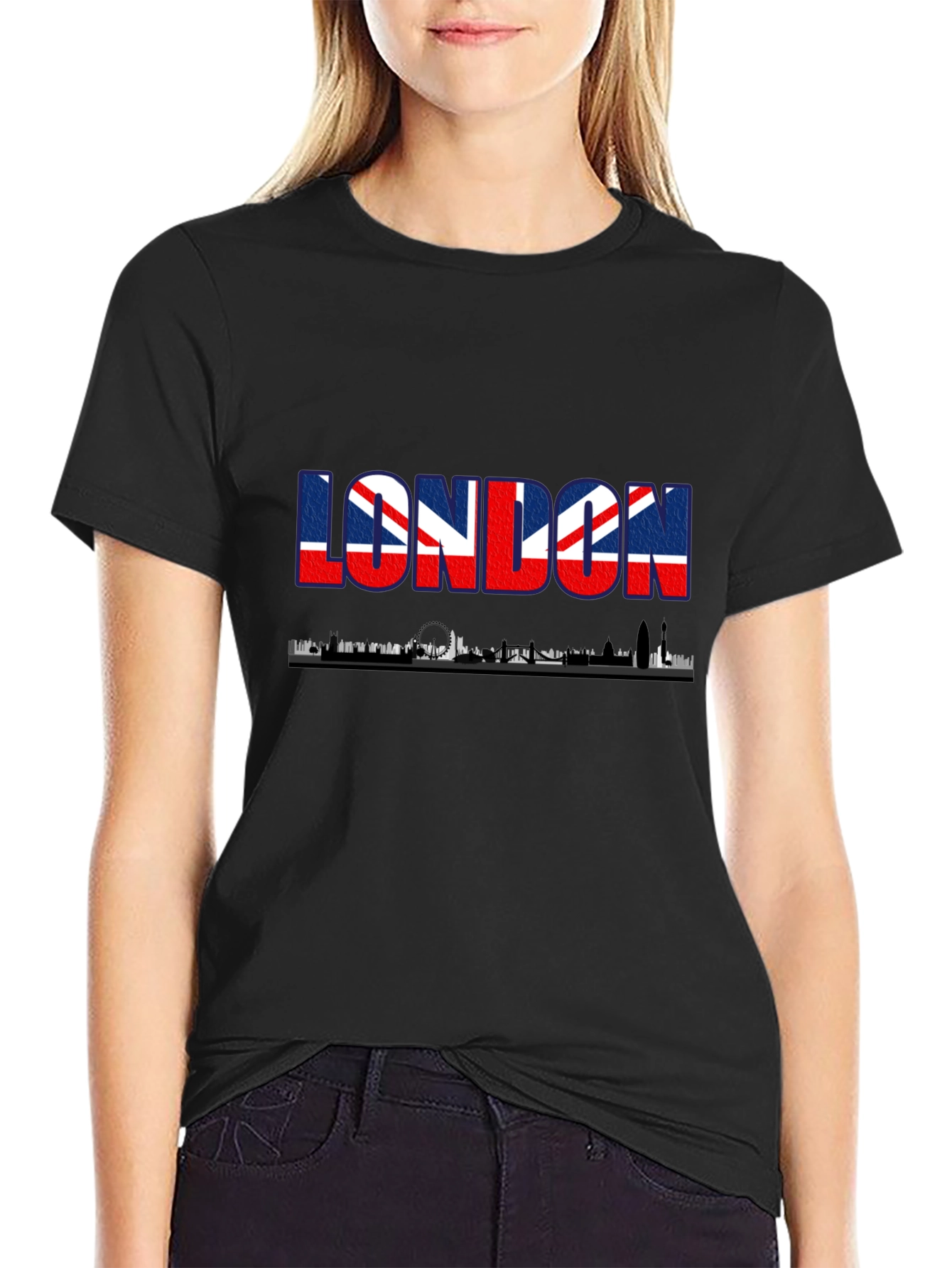 London Skyline UK Flag Graphic Tee - Black