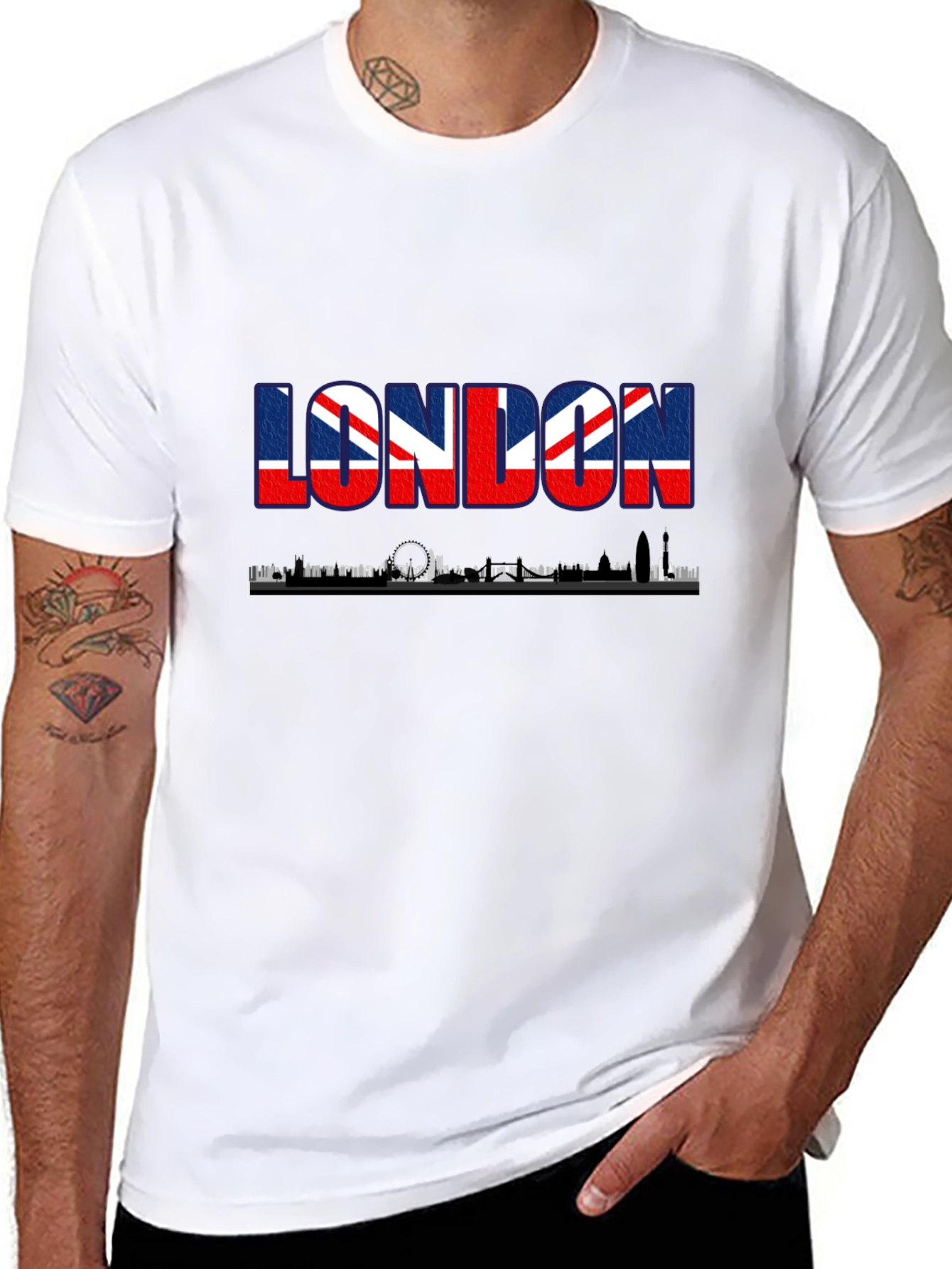 London Skyline UK Flag Graphic Tee - Black