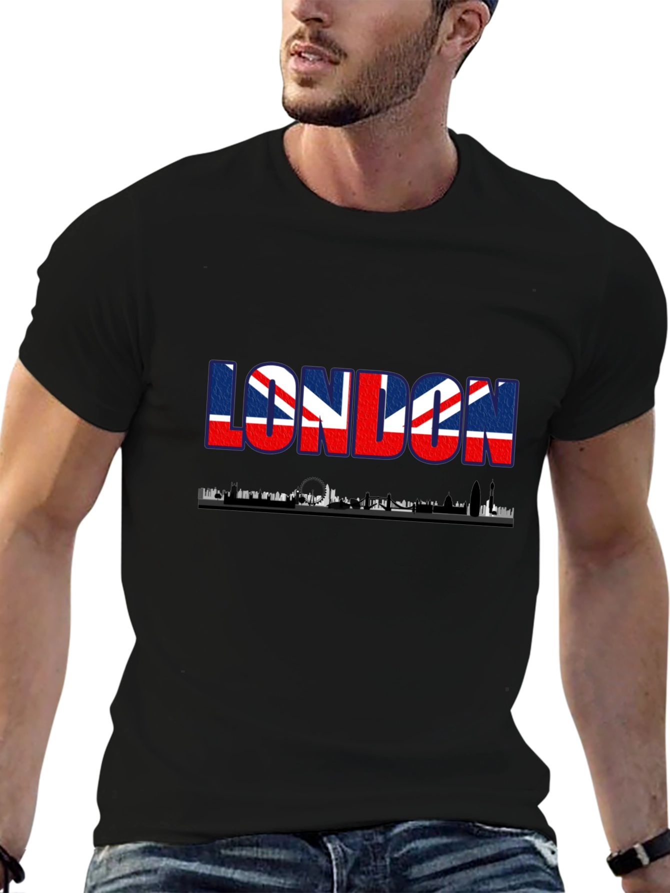 London Skyline UK Flag Graphic Tee - Black