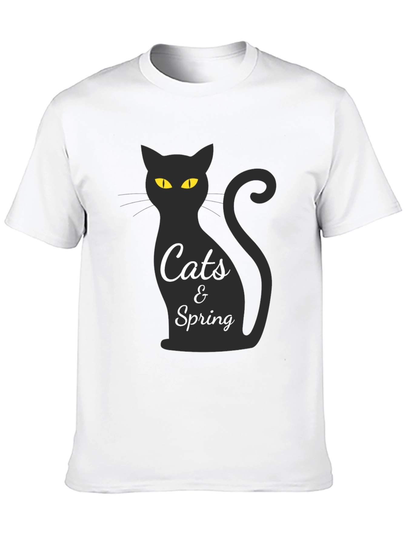 Cats & Spring Black T-Shirt