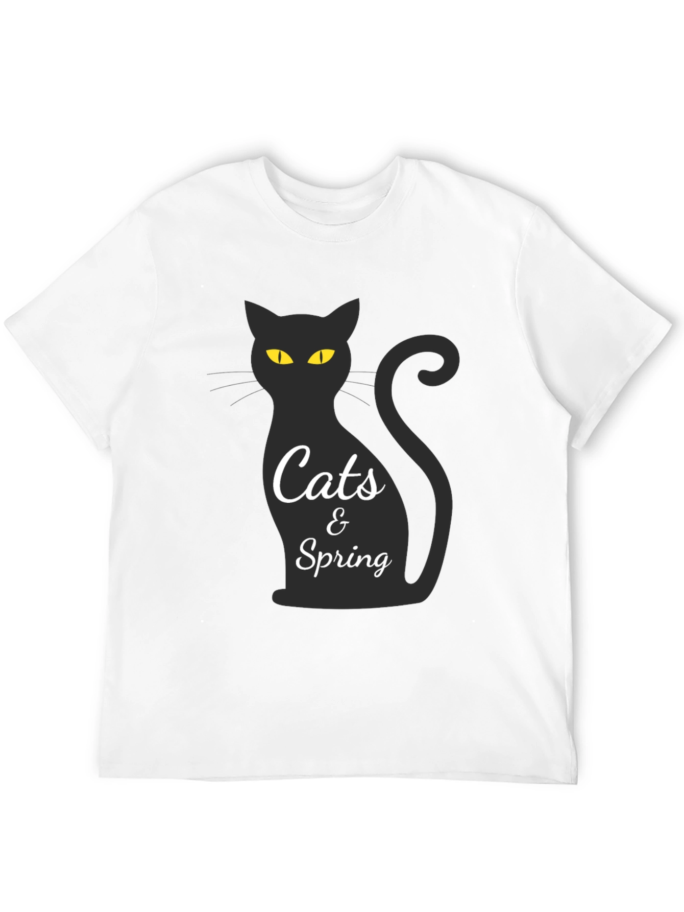 Cats & Spring Black T-Shirt