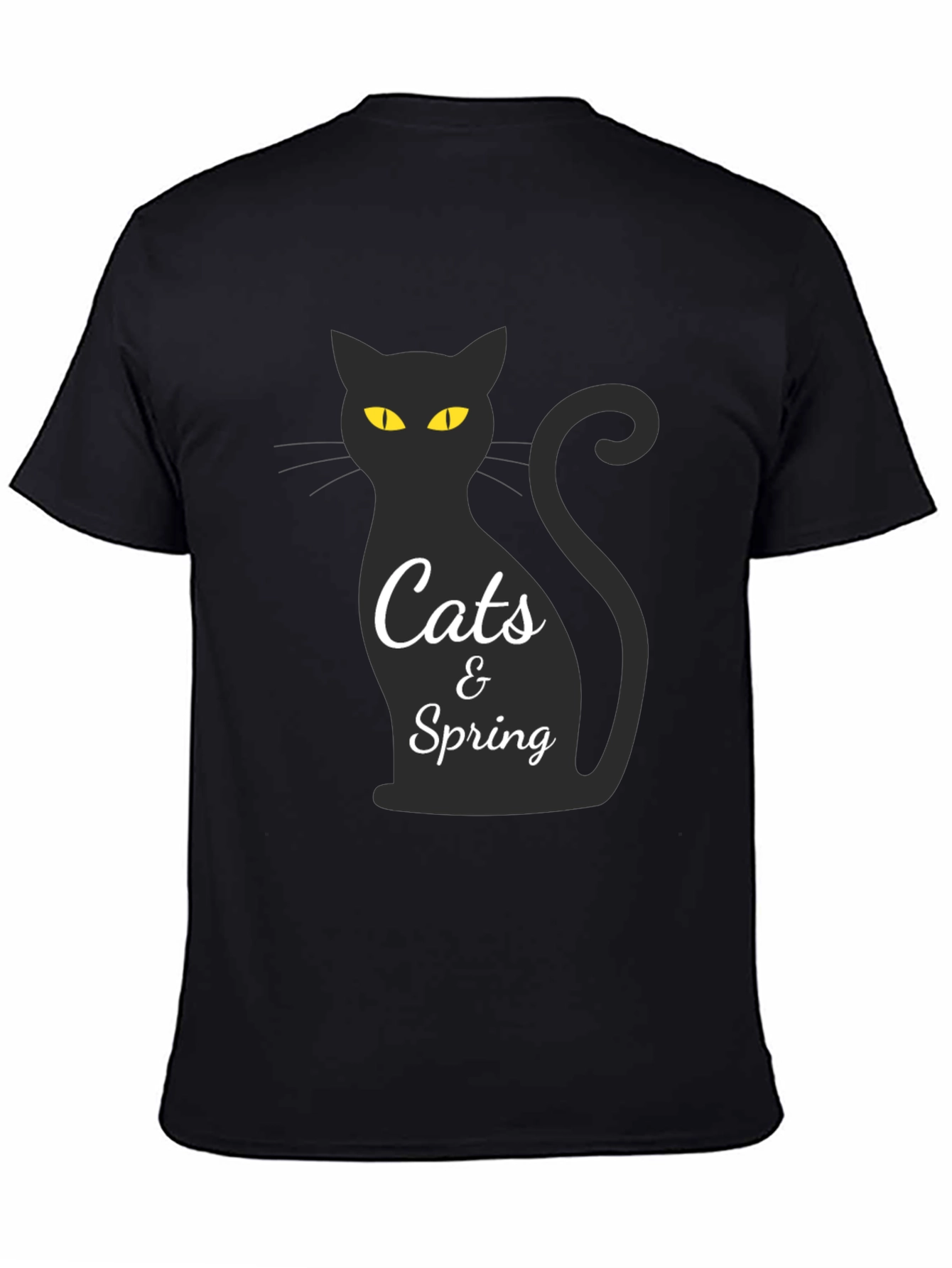 Cats & Spring Black T-Shirt