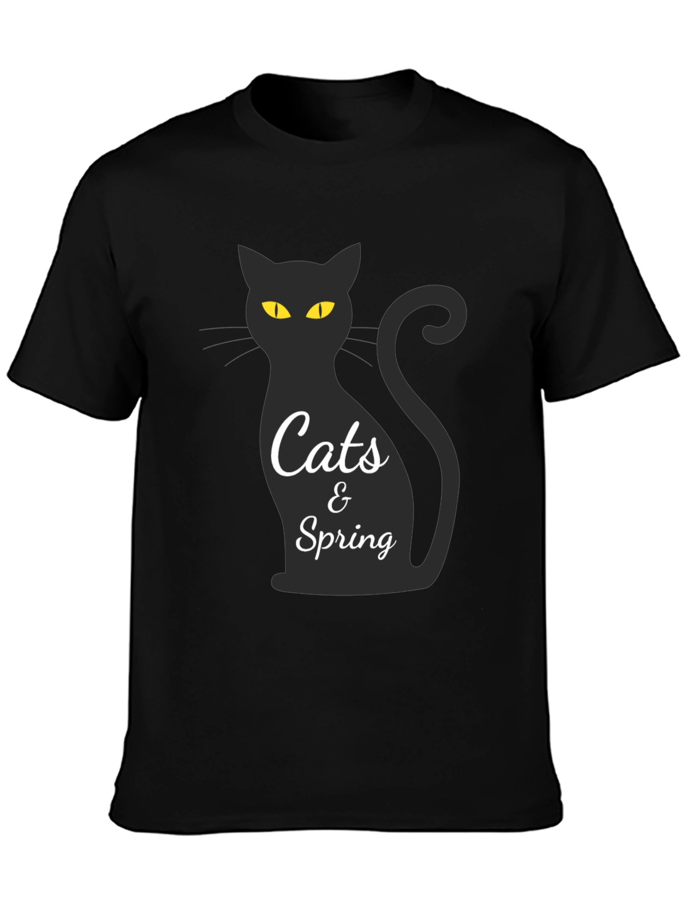 Cats & Spring Black T-Shirt