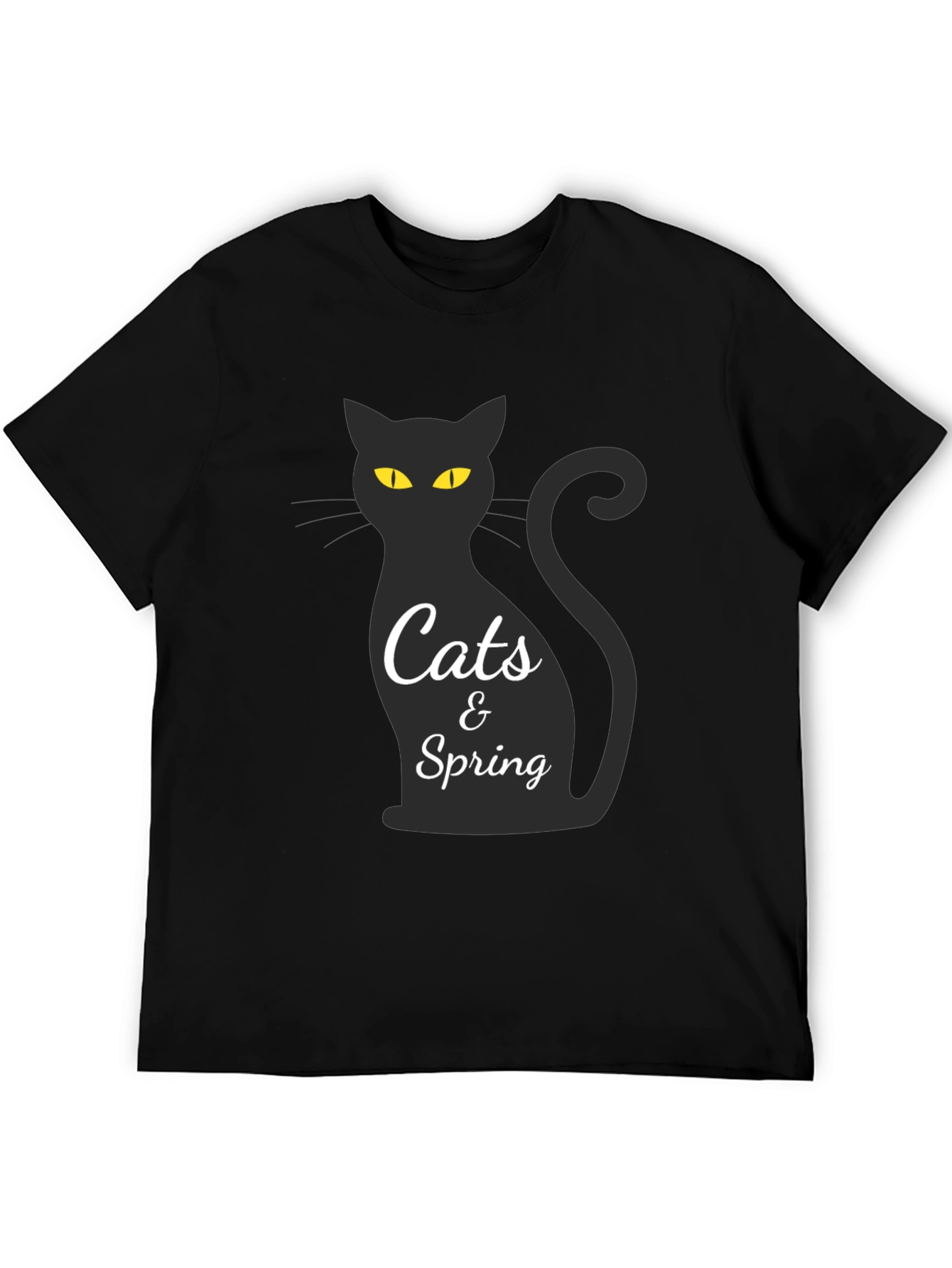 Cats & Spring Black T-Shirt