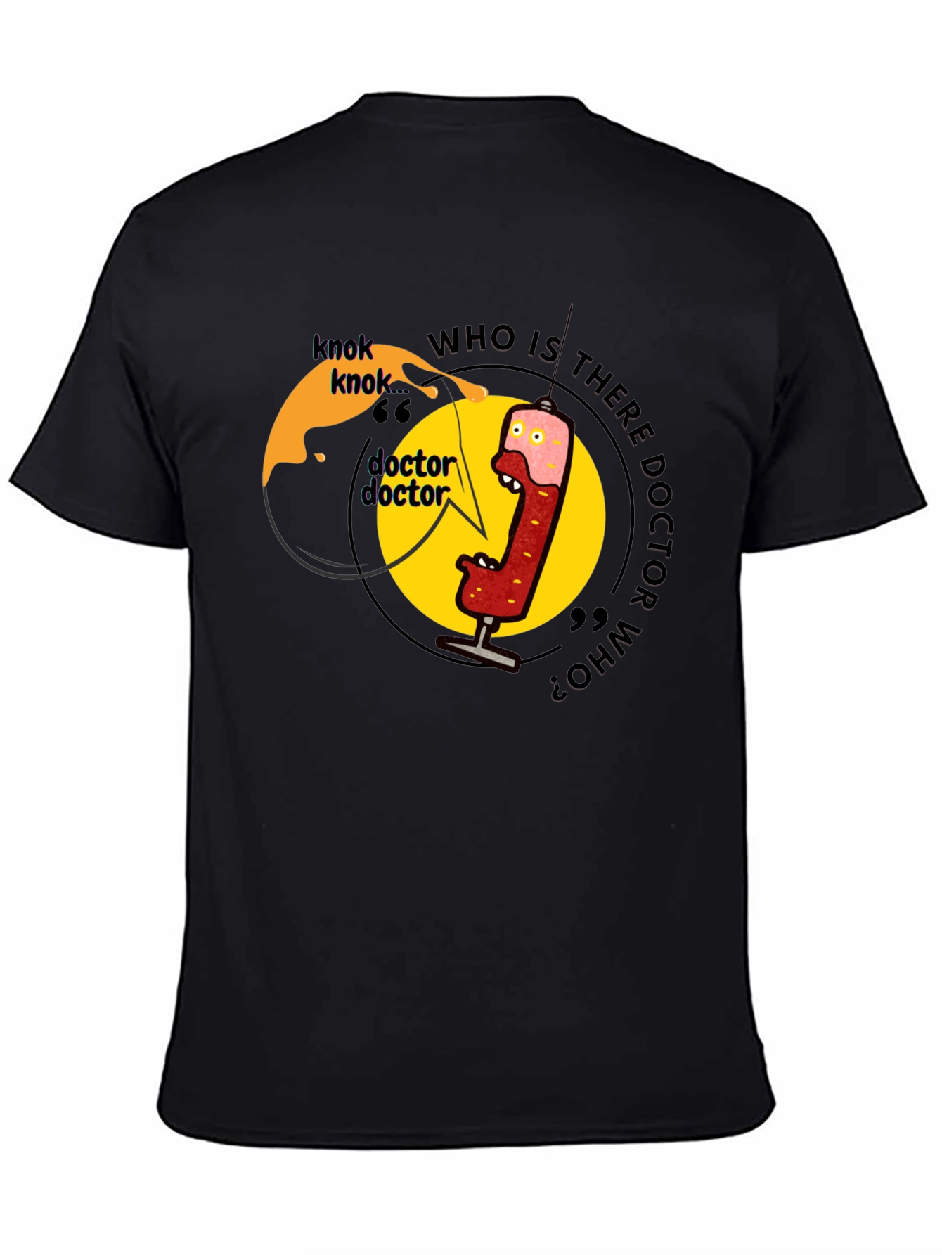 Knock Knock Doctor Who? Black Graphic Tee