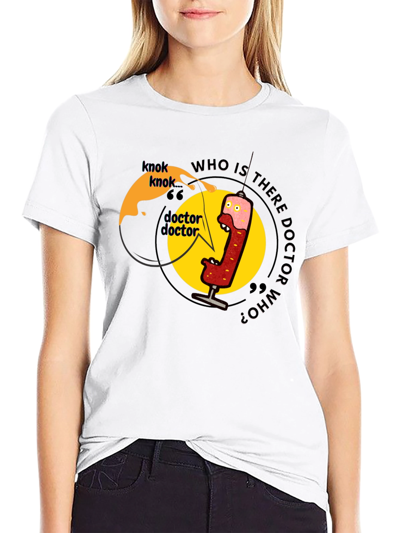 Knock Knock Doctor Who? Black Graphic Tee
