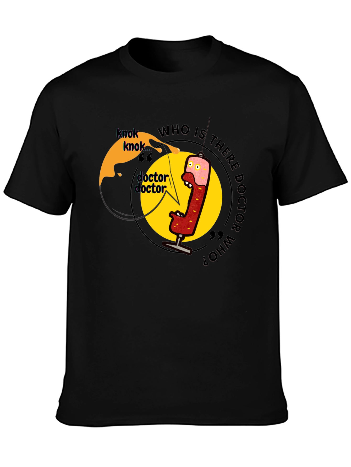 Knock Knock Doctor Who? Black Graphic Tee