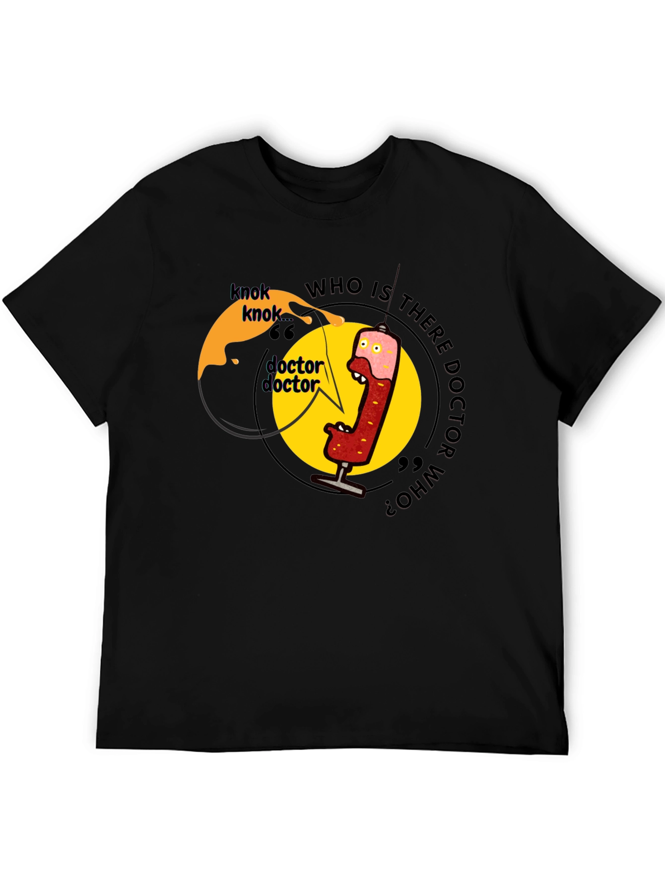 Knock Knock Doctor Who? Black Graphic Tee