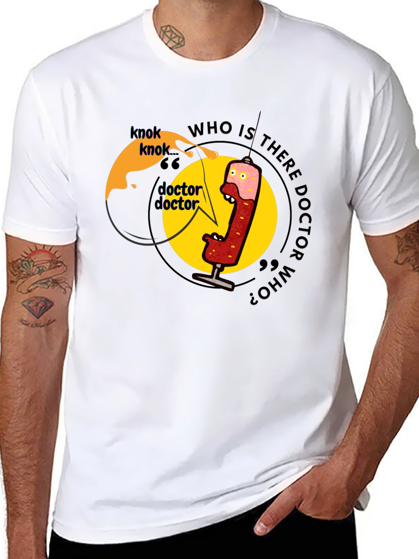Knock Knock Doctor Who? Black Graphic Tee