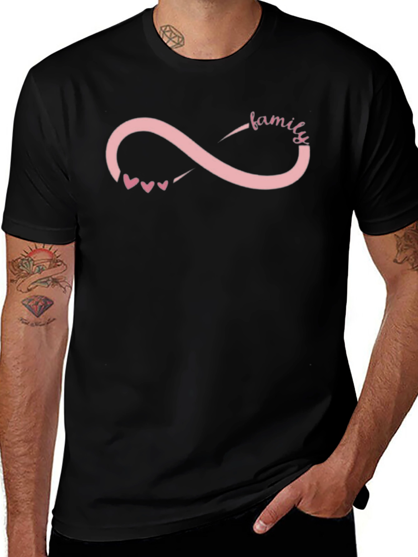 Family Infinity Symbol Graphic T-Shirt - Black