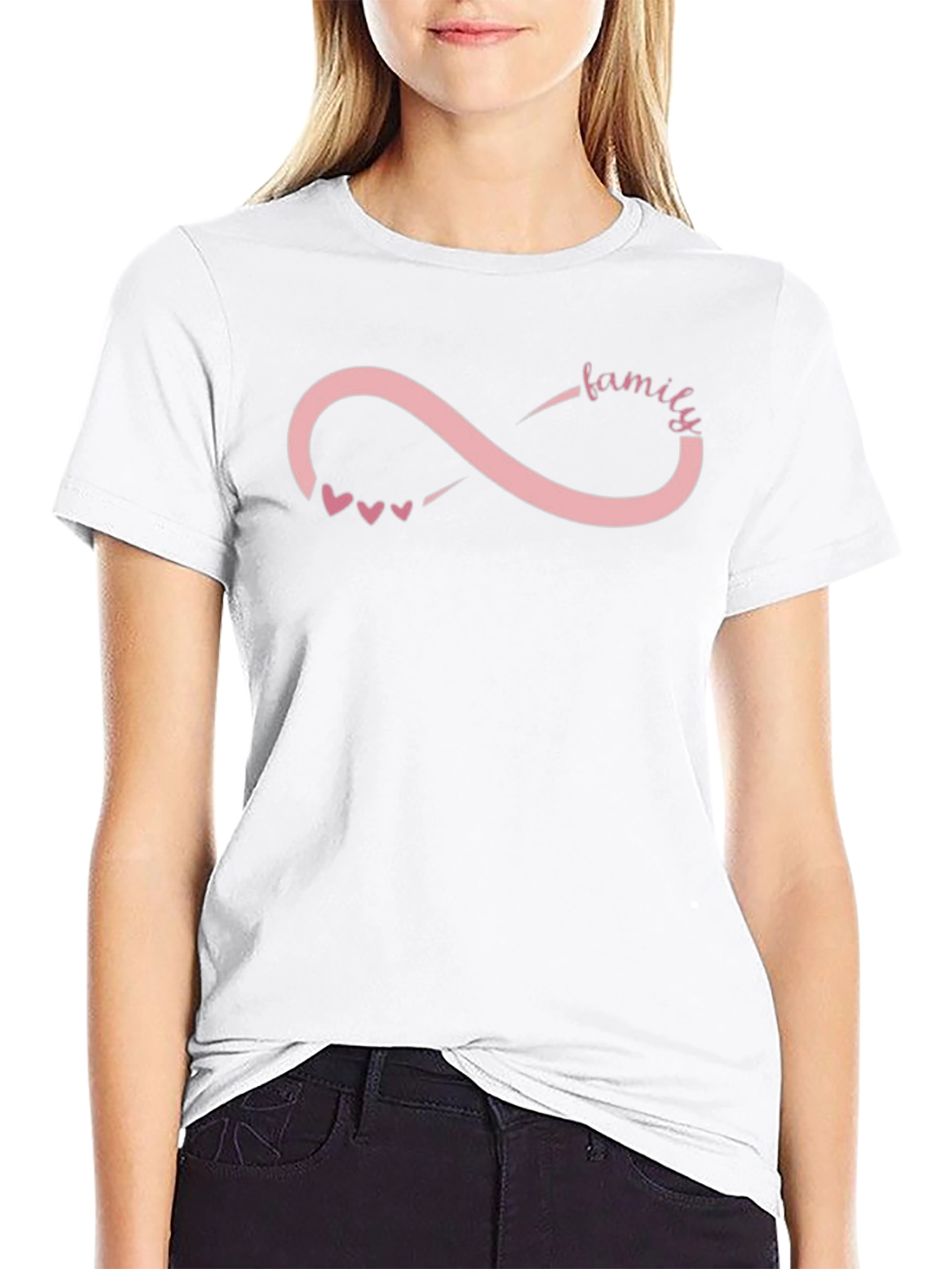 Family Infinity Symbol Graphic T-Shirt - Black