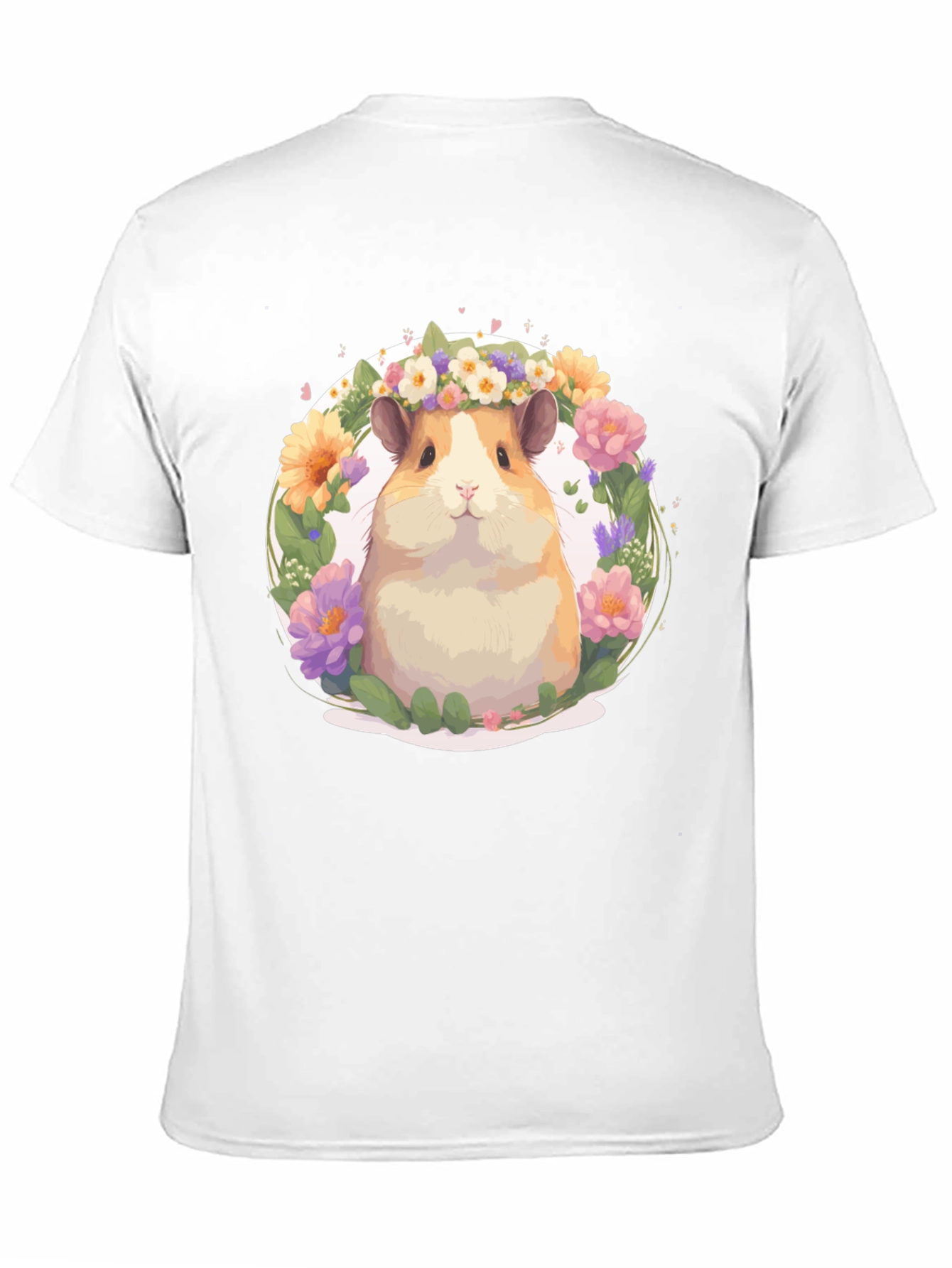 Hamster Floral Crown Black T-Shirt