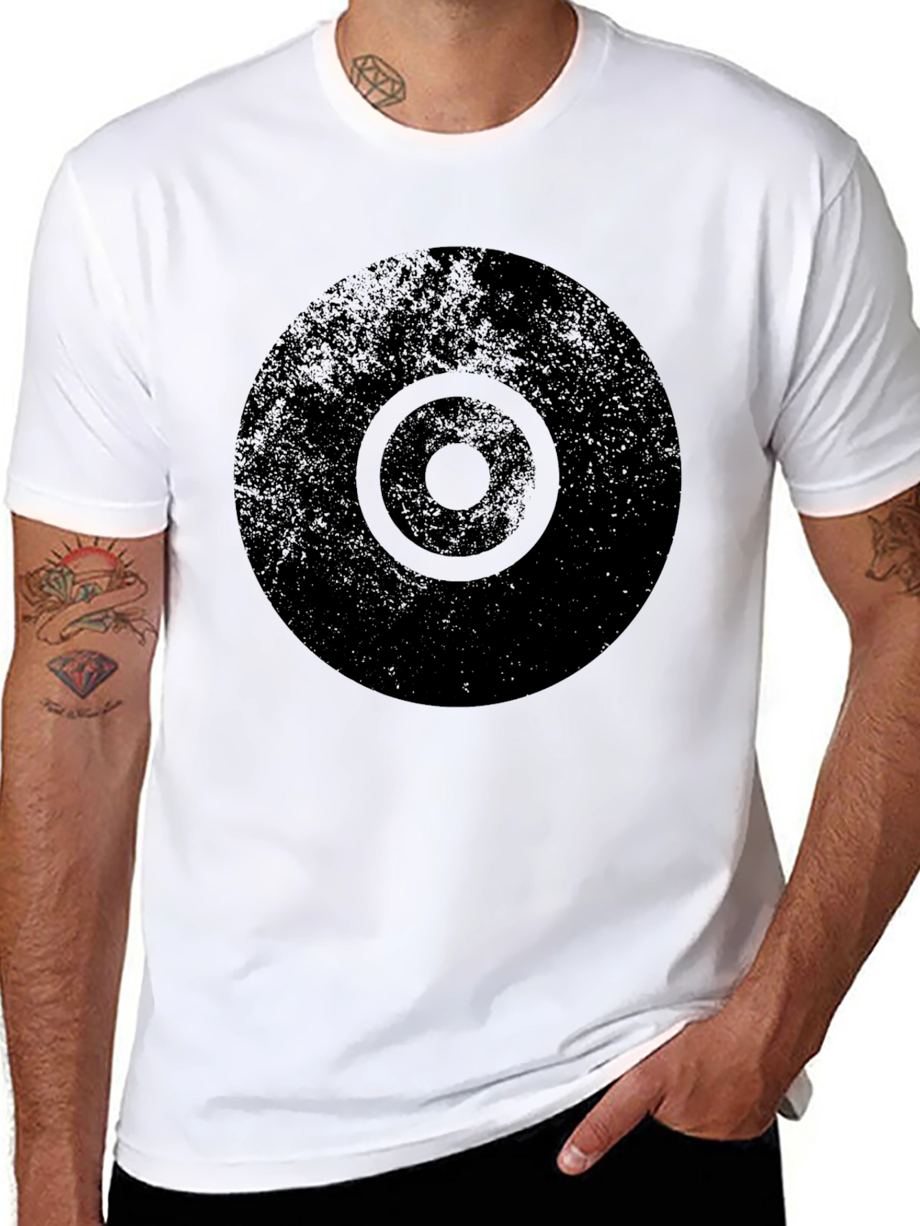 Distressed Target Graphic Mens Black T-Shirt