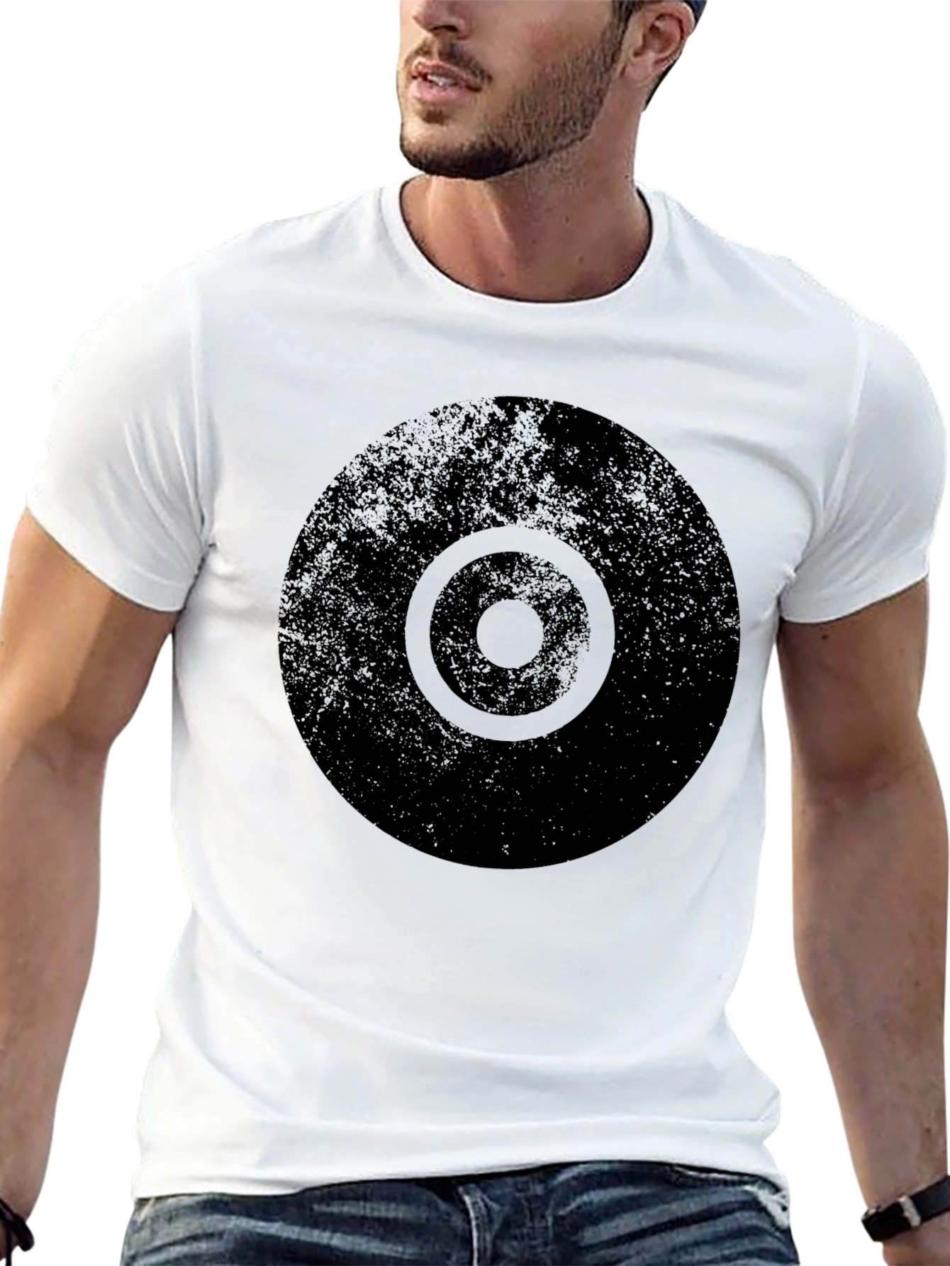 Distressed Target Graphic Mens Black T-Shirt