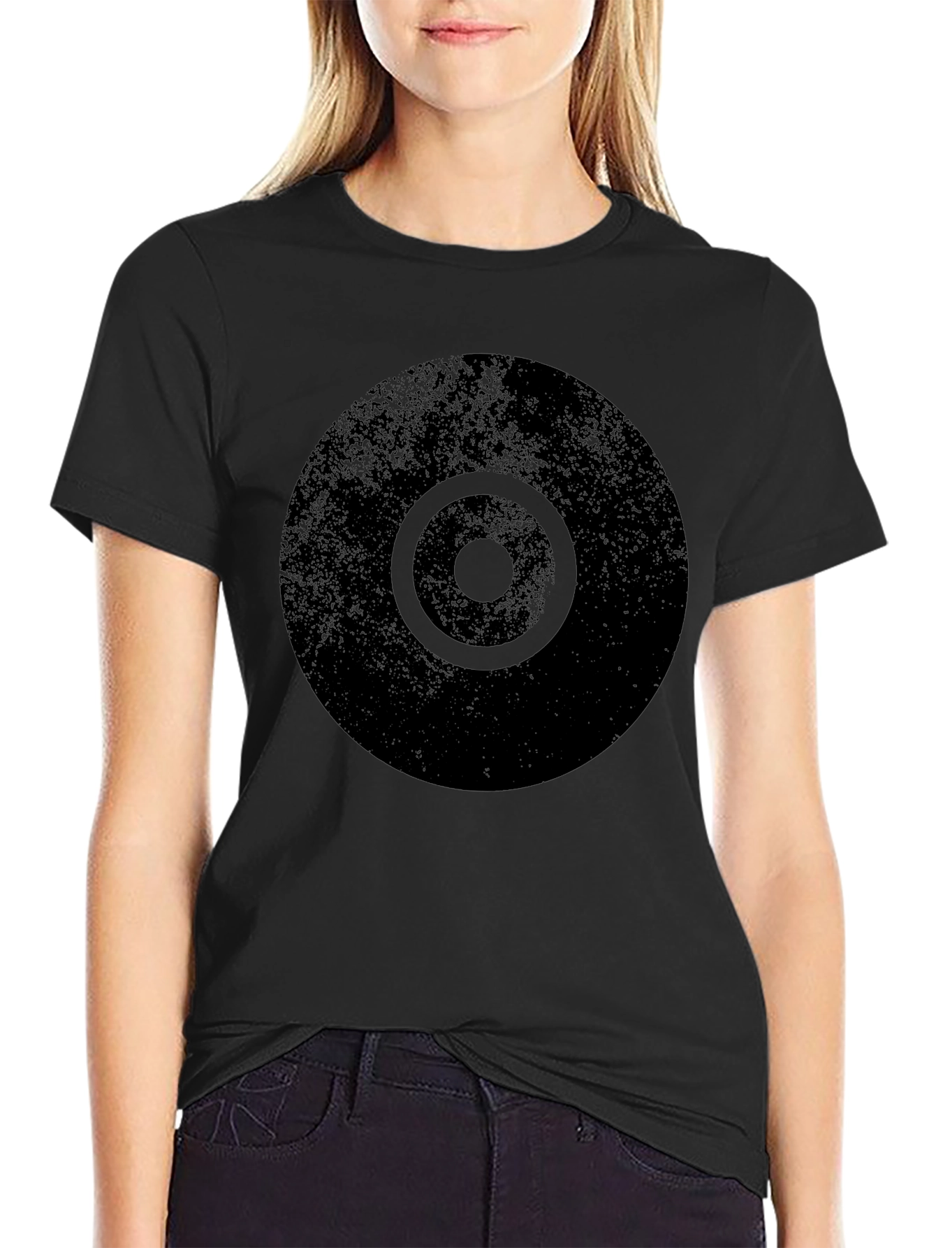 Distressed Target Graphic Mens Black T-Shirt