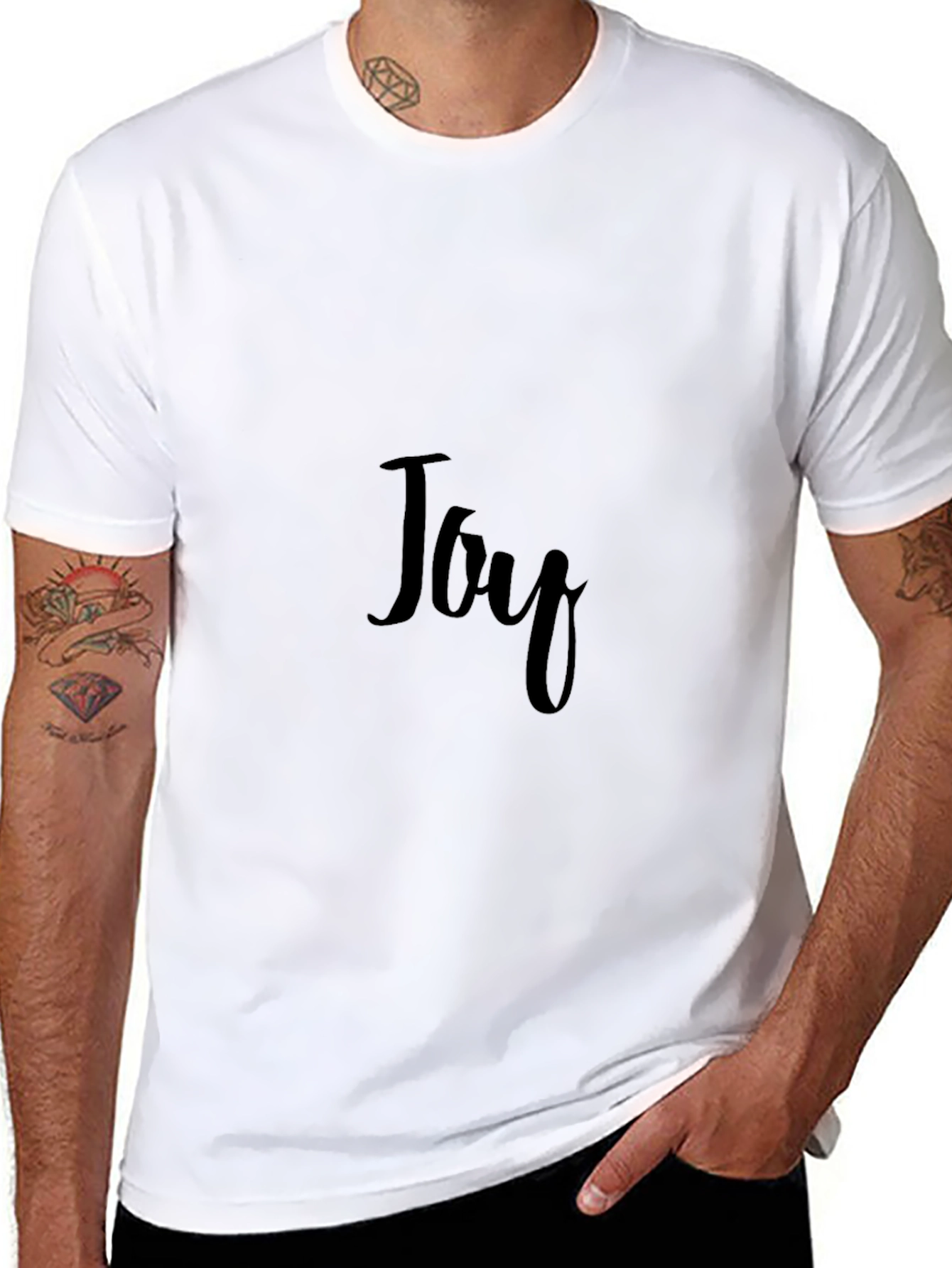 Joy Script Tee - Soft Black Cotton T-Shirt