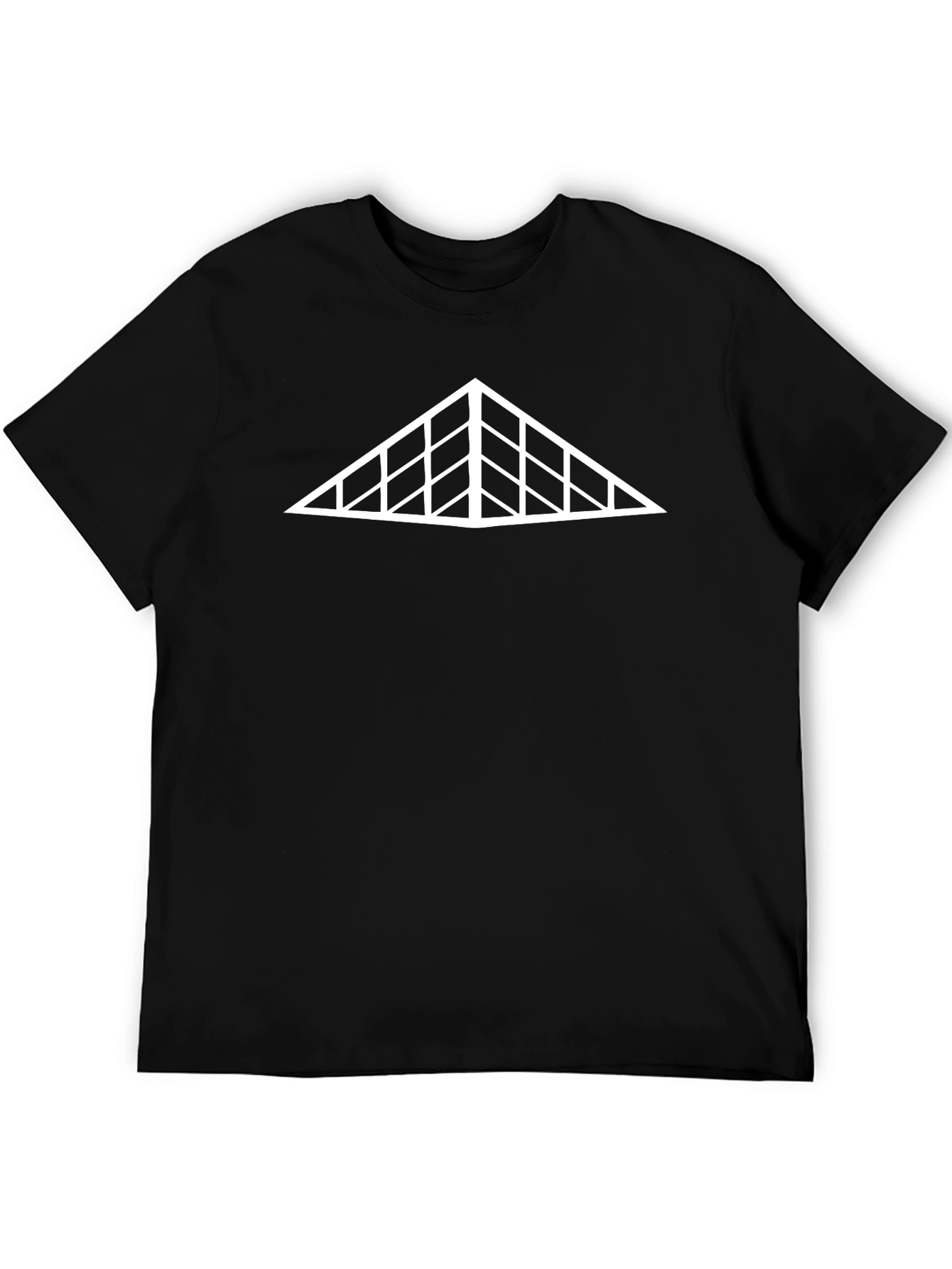 Geometric Triangle Grid Graphic Tee - Black