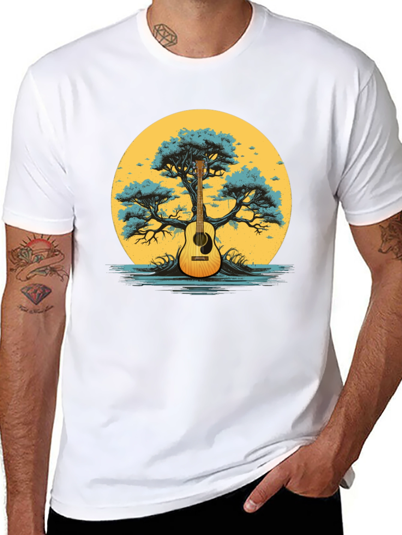 Guitar Tree Graphic Tee - Music Lover Shirt