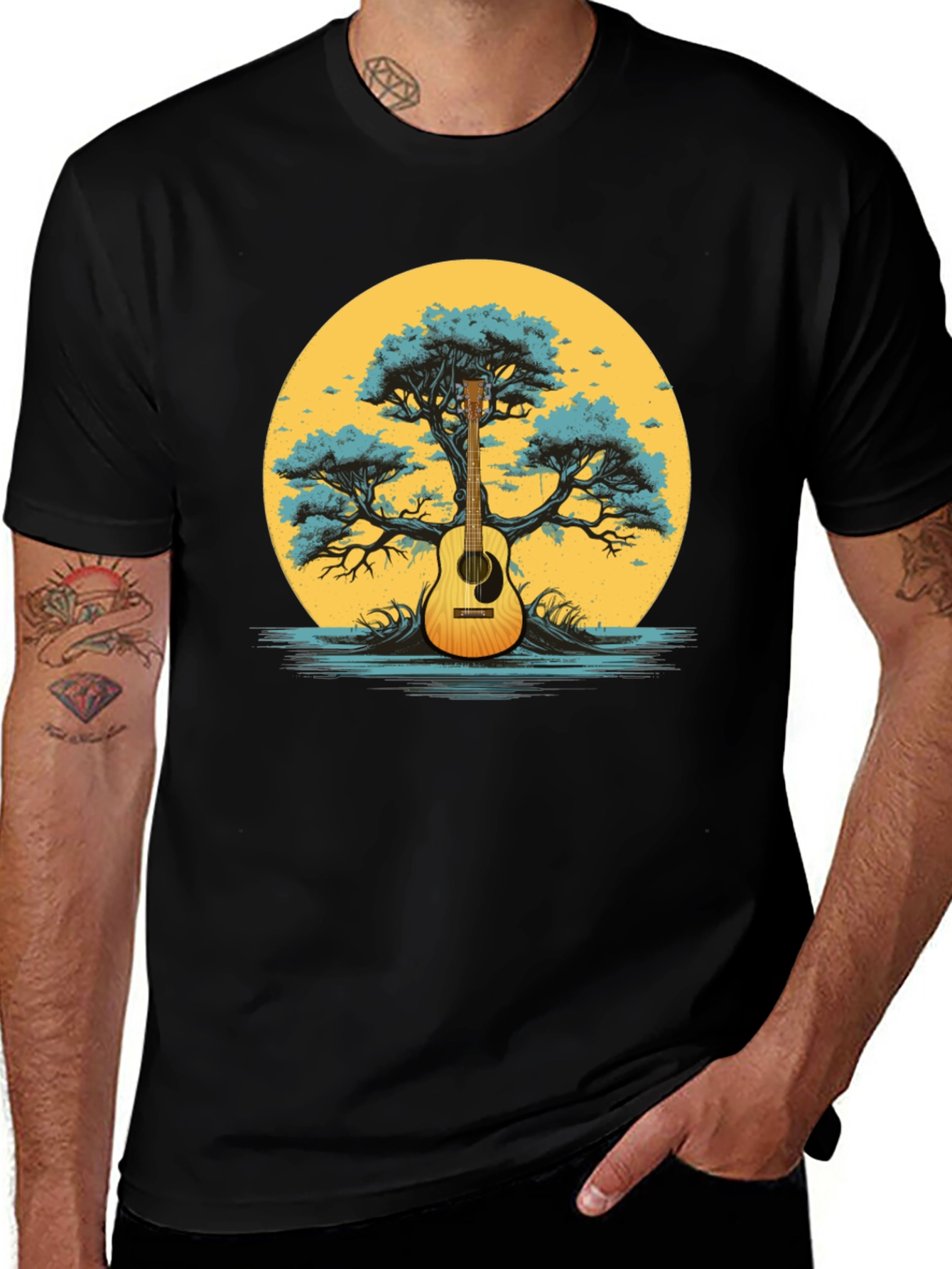 Guitar Tree Graphic Tee - Music Lover Shirt
