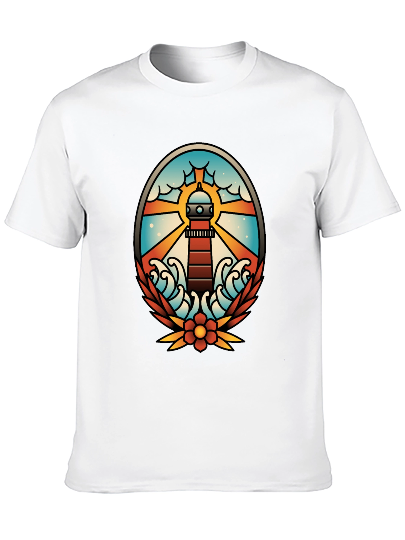 Lighthouse Tattoo Graphic T-Shirt - Black