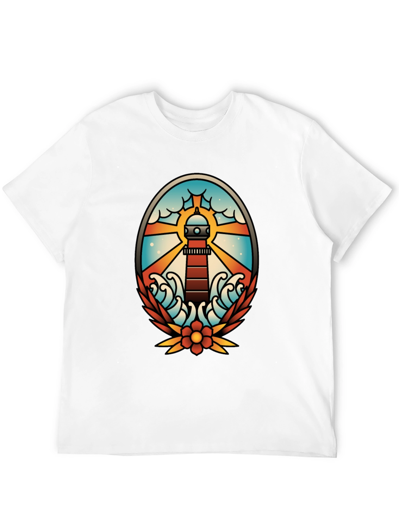 Lighthouse Tattoo Graphic T-Shirt - Black