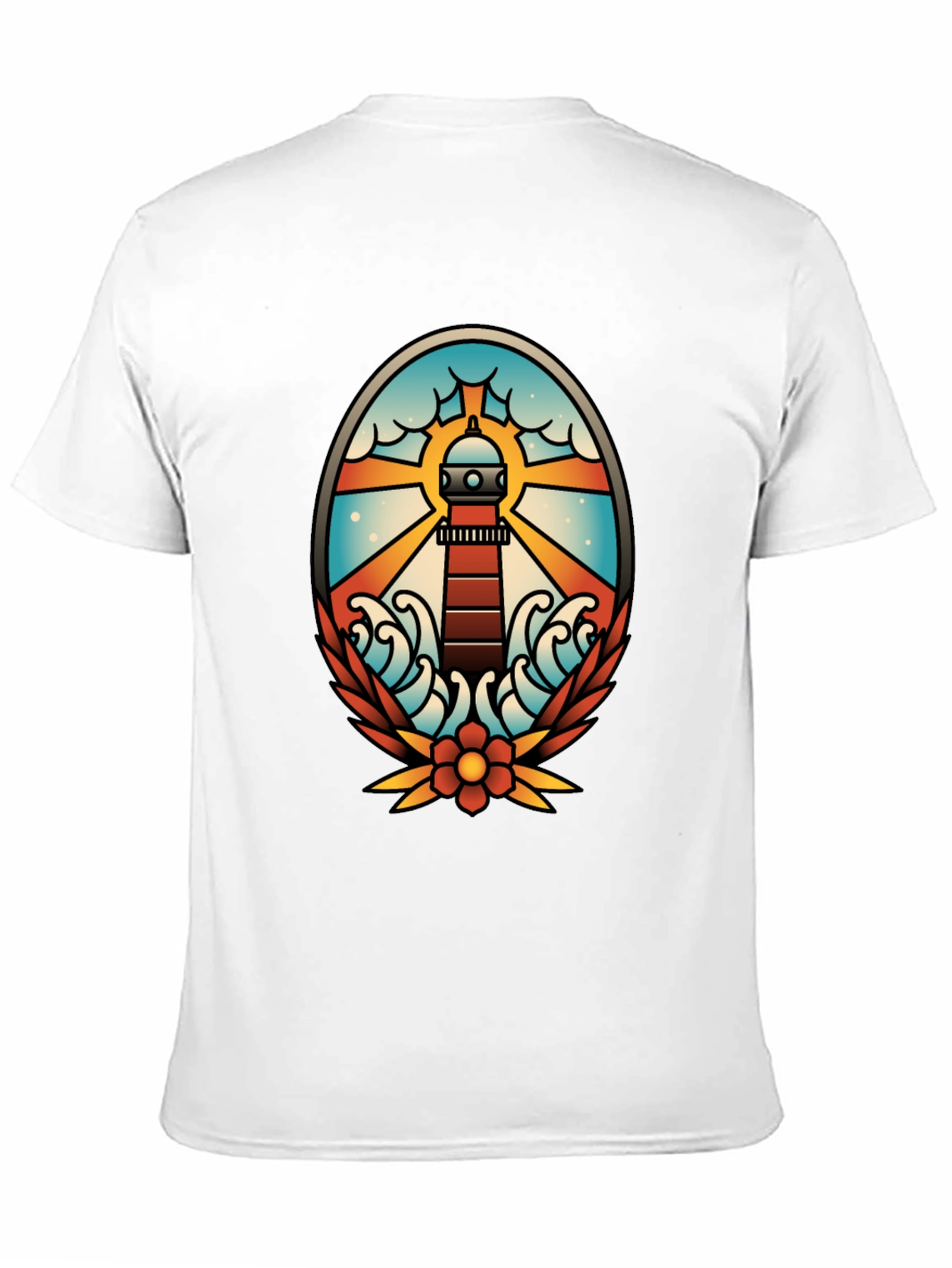 Lighthouse Tattoo Graphic T-Shirt - Black
