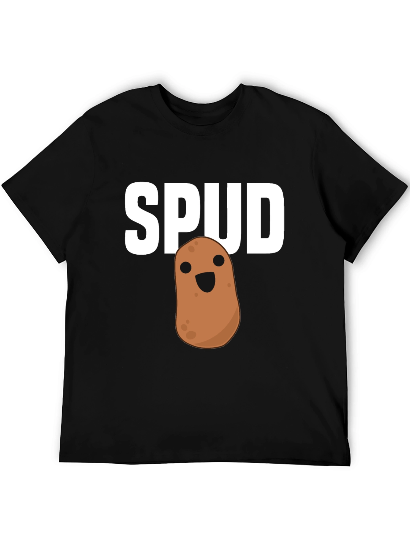 Funny Spud Potato Graphic Black T-Shirt
