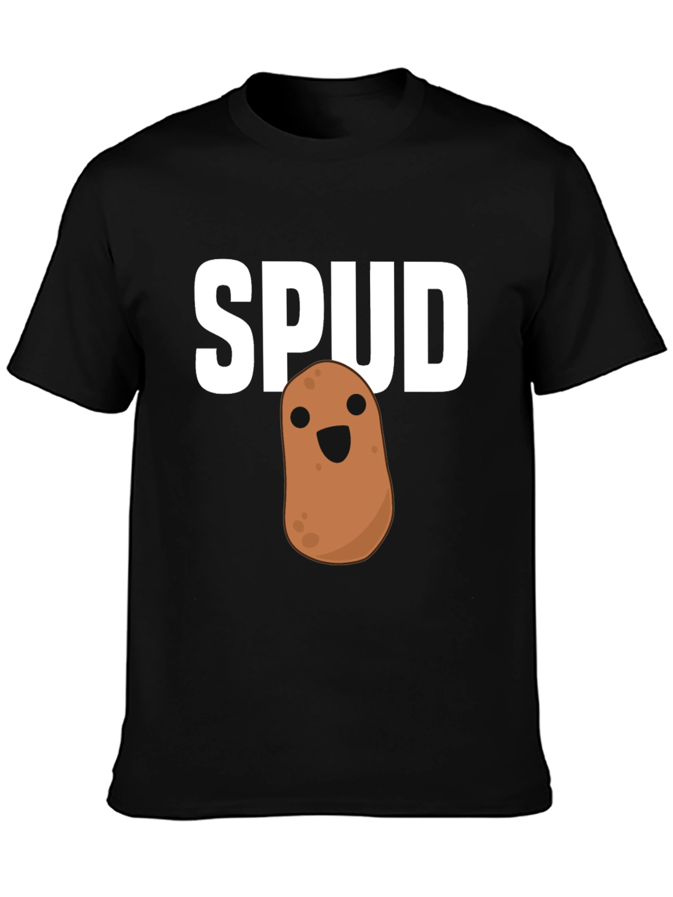 Funny Spud Potato Graphic Black T-Shirt