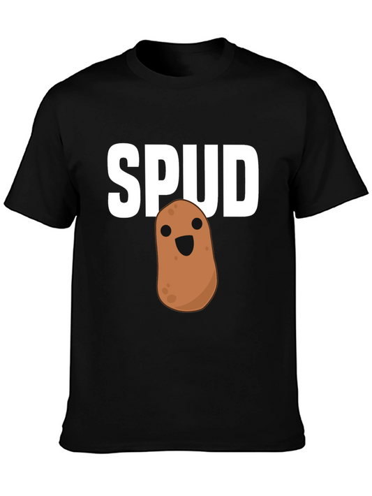 Funny Spud Potato Graphic Black T-Shirt