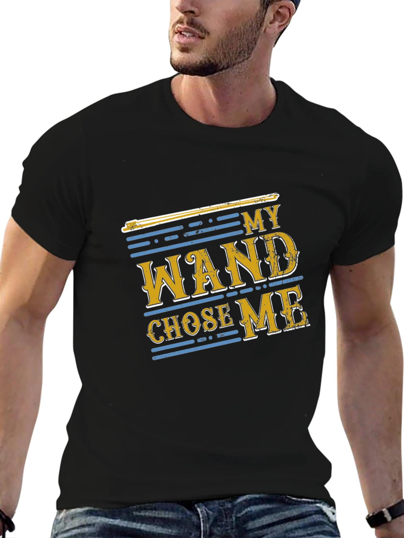 My Wand Chose Me Black Cotton T-Shirt