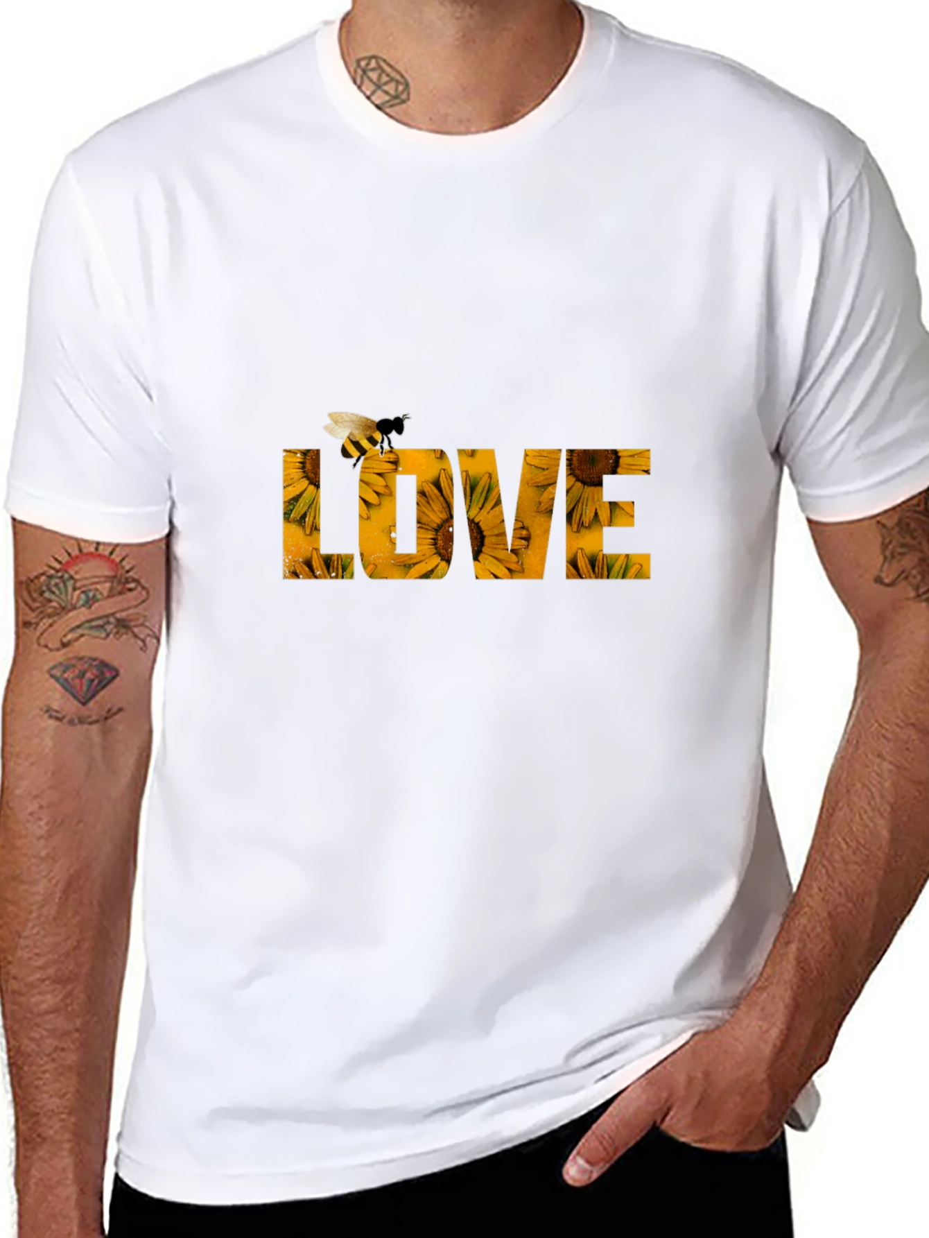 Sunflower LOVE Bee Graphic T-Shirt
