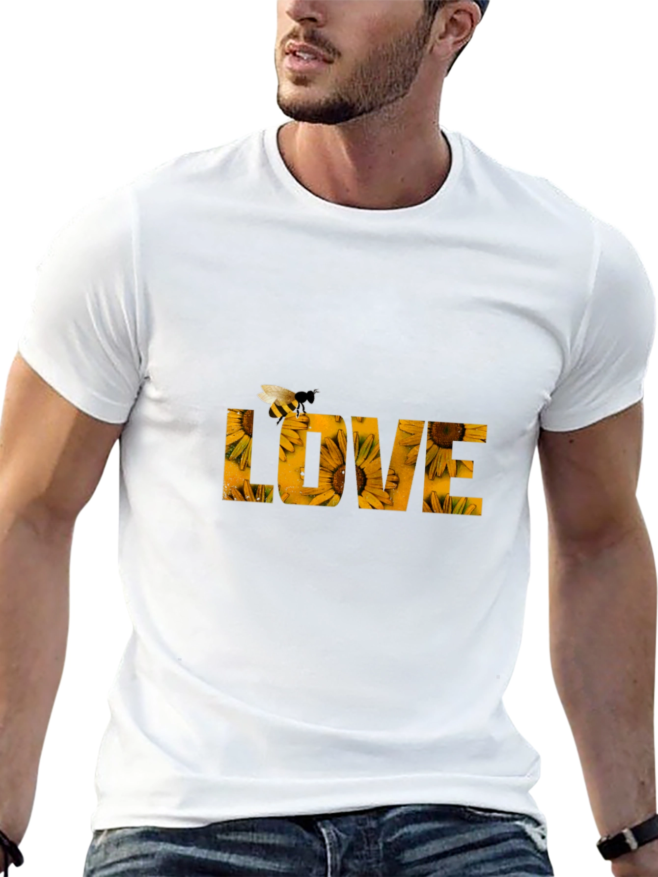 Sunflower LOVE Bee Graphic T-Shirt