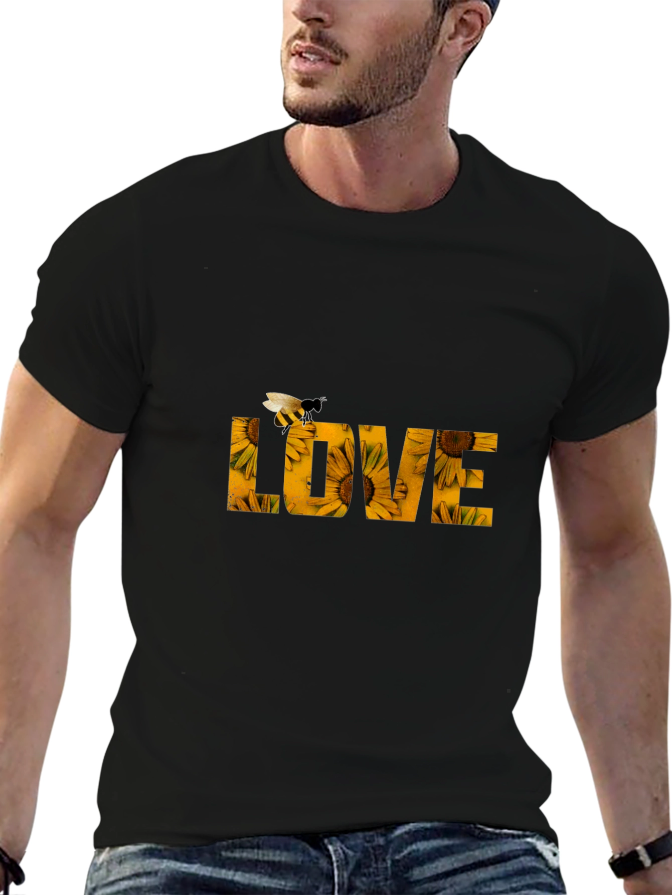Sunflower LOVE Bee Graphic T-Shirt