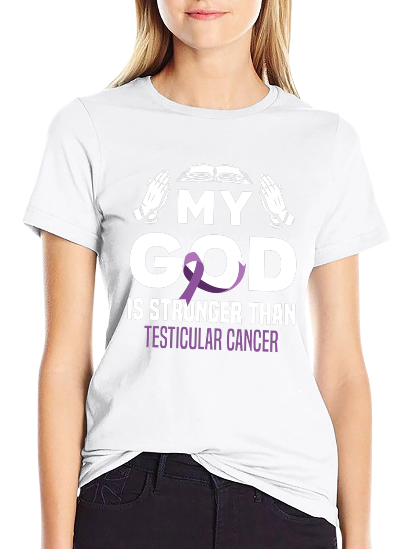 My God is Stronger Than Testicular Cancer Awareness T-Shirt