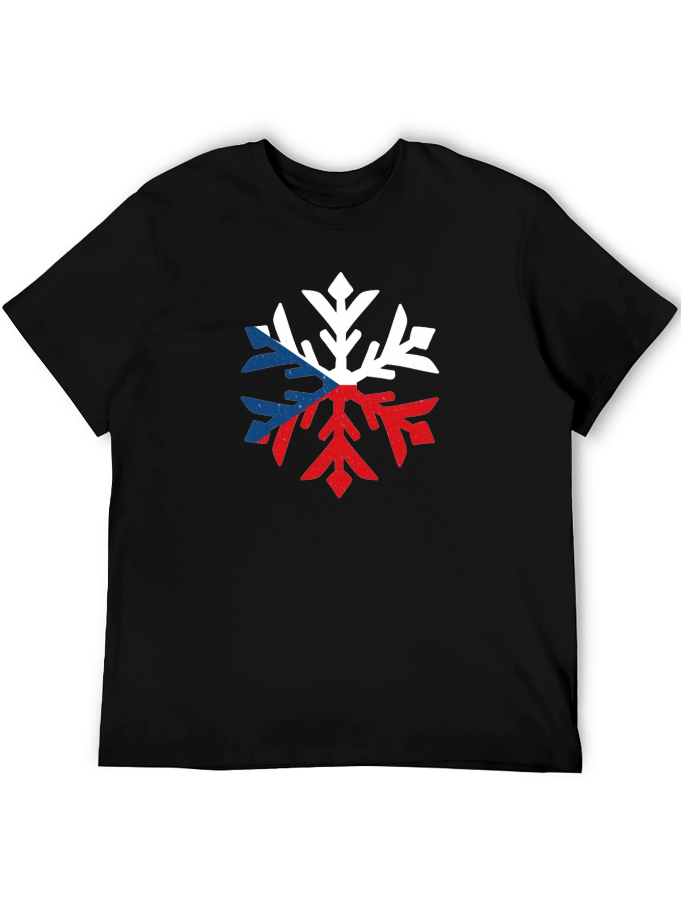 Czech Flag Snowflake Graphic Tee - Black