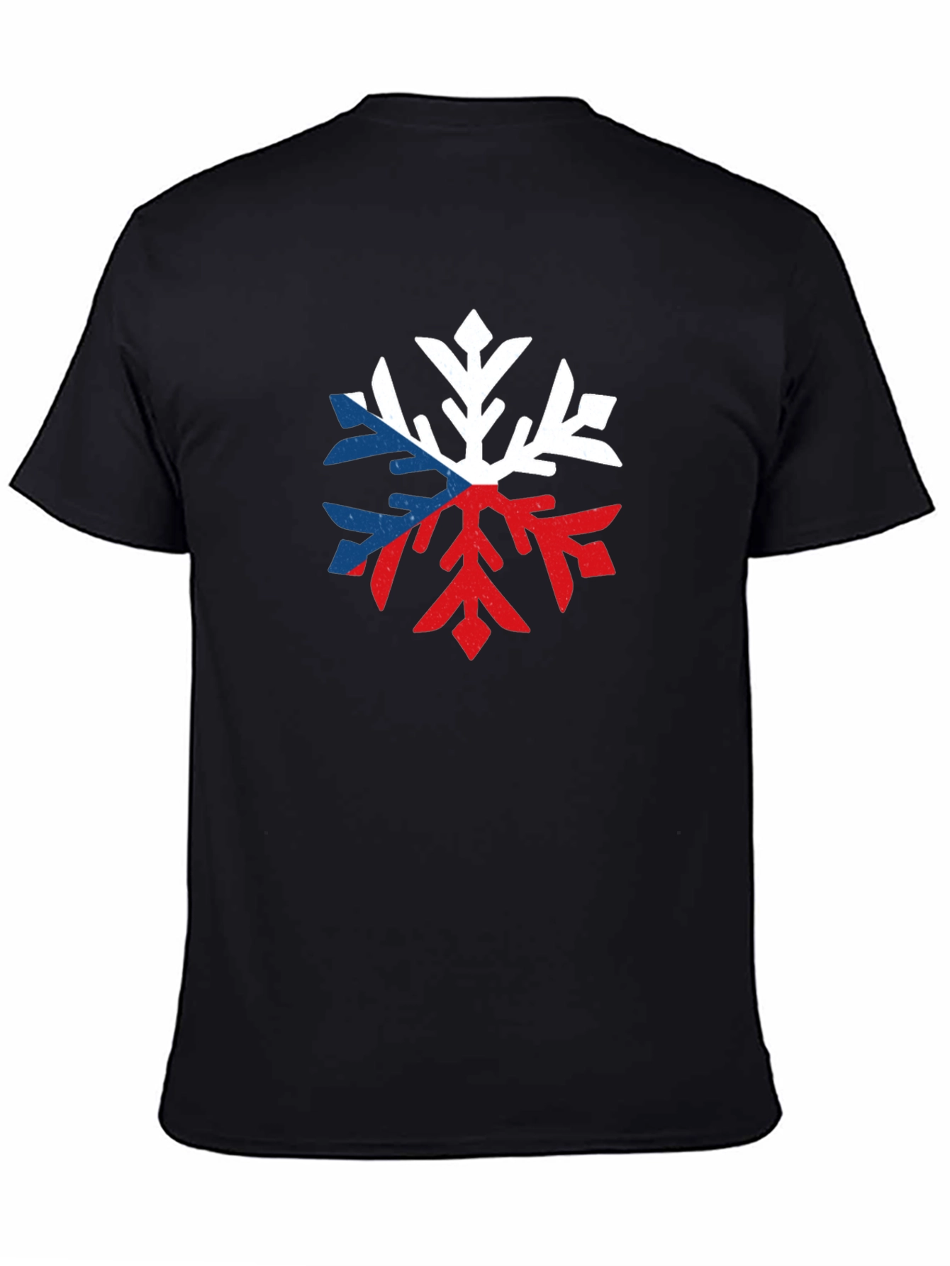 Czech Flag Snowflake Graphic Tee - Black