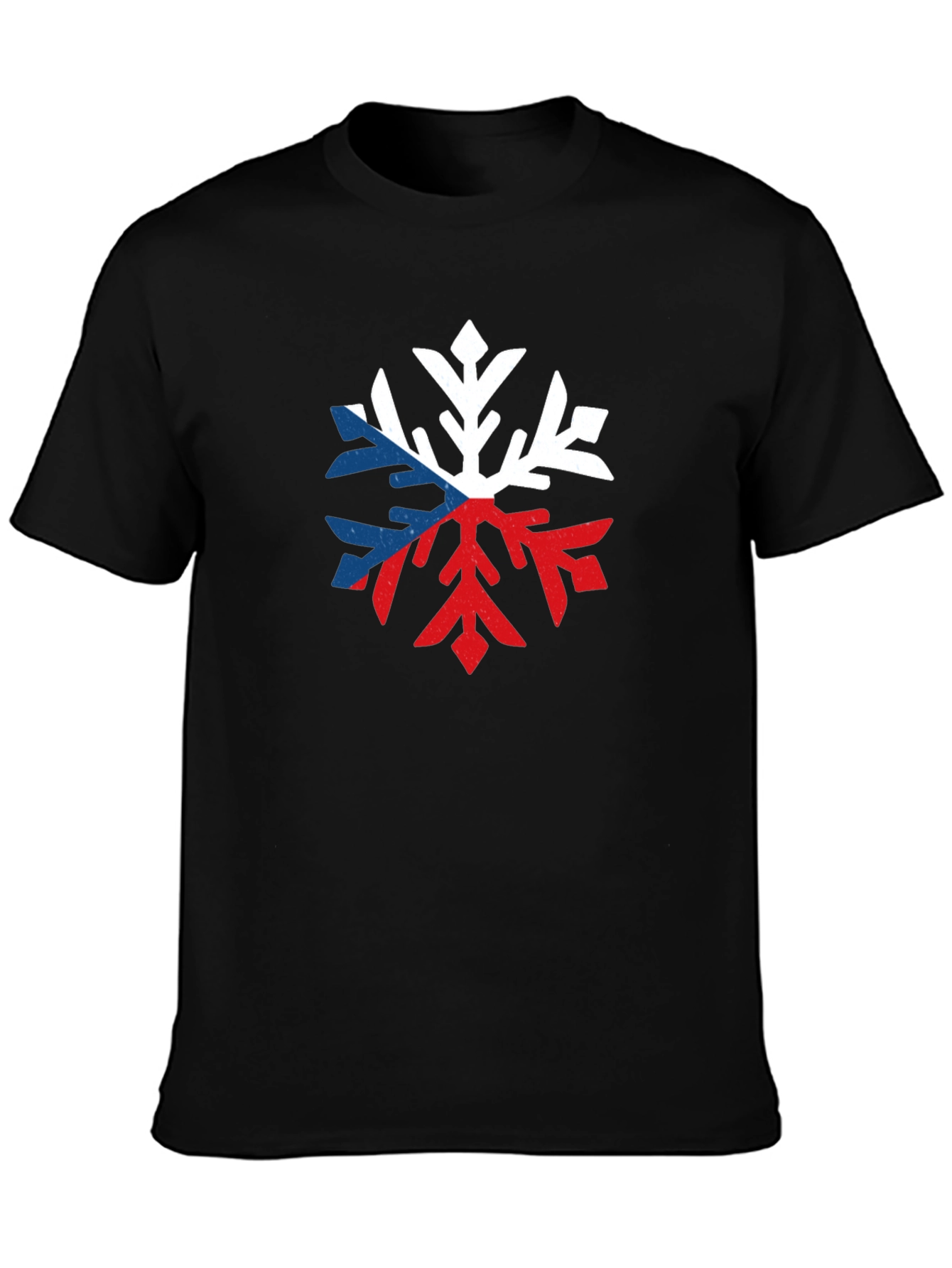 Czech Flag Snowflake Graphic Tee - Black
