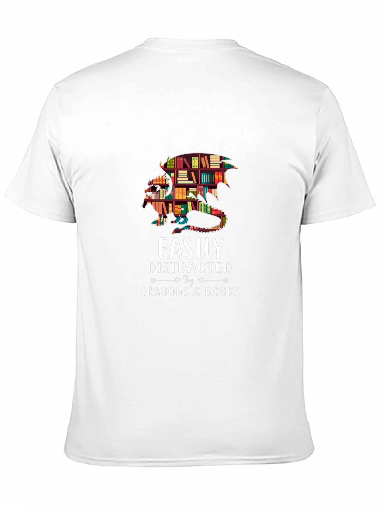 Easily Distracted By Dragons & Books Black T-Shirt