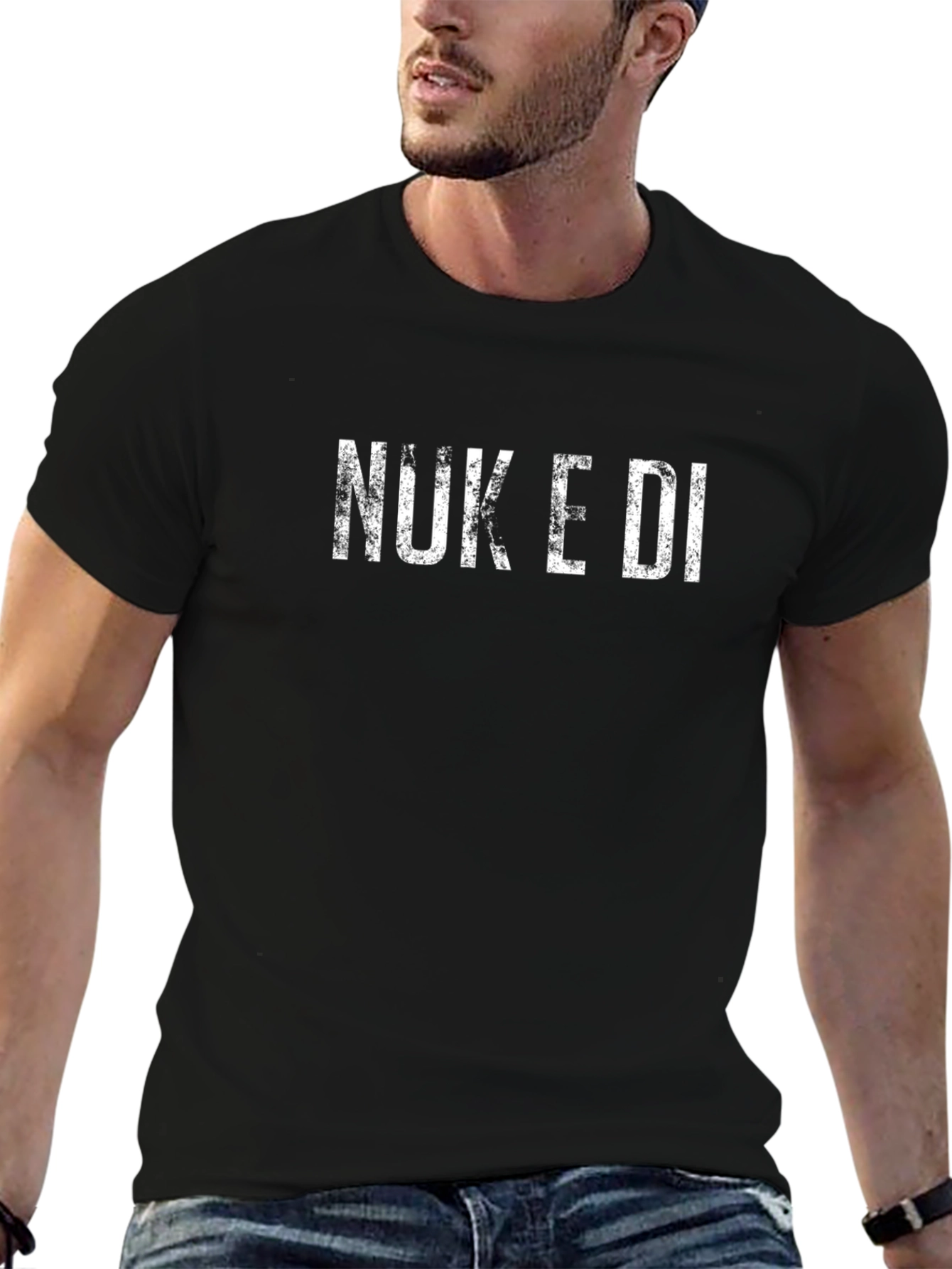 Nuke Edi Graphic Tee - Distressed Print Black T-Shirt