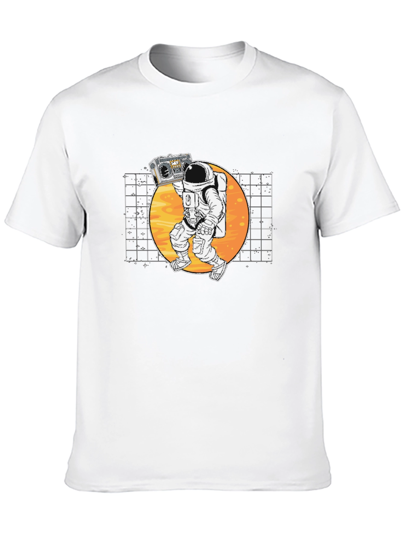 Astronaut Boombox Graphic T-Shirt - Retro Space Design