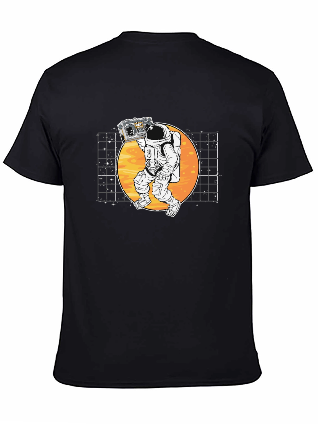 Astronaut Boombox Graphic T-Shirt - Retro Space Design