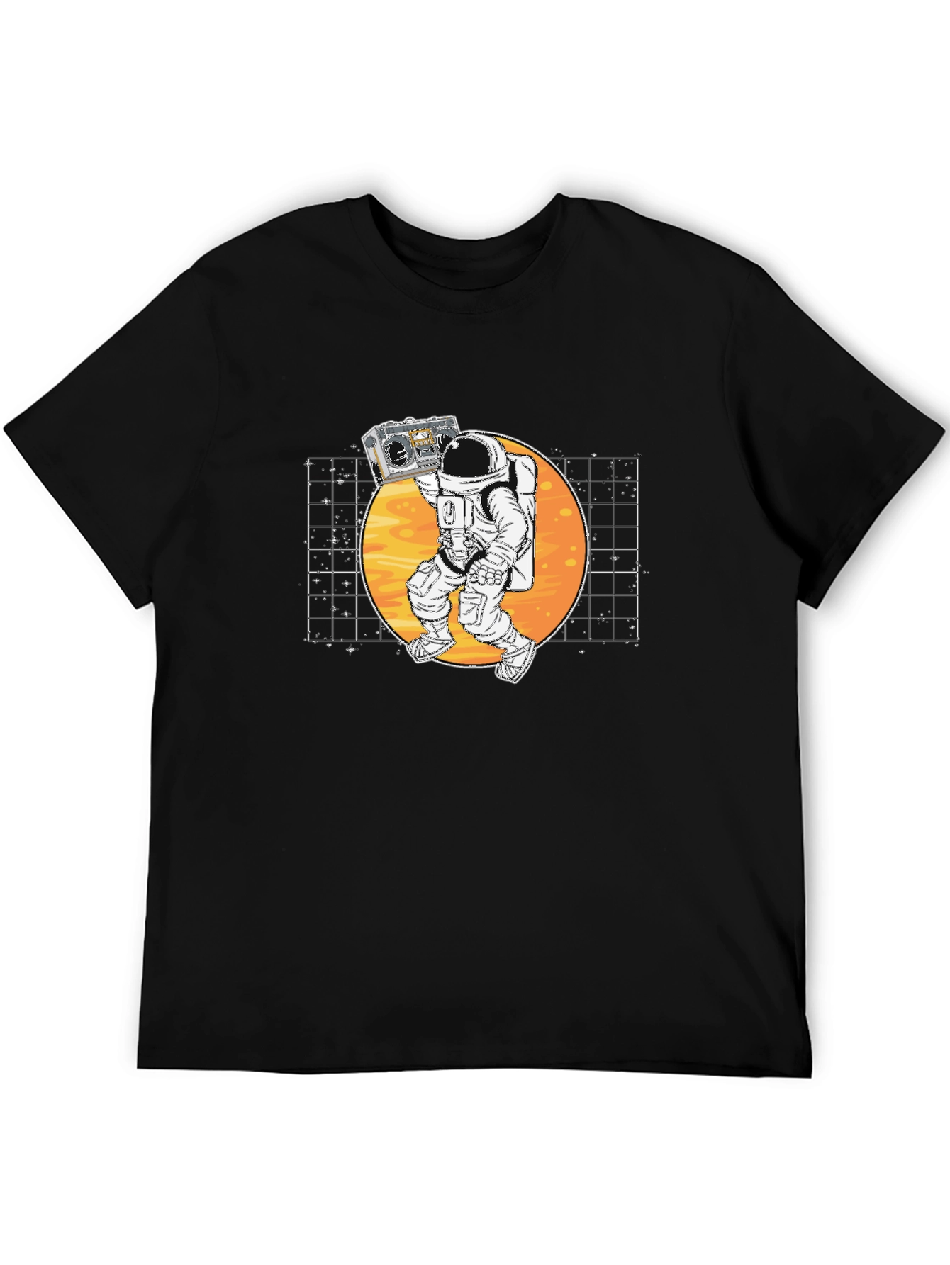 Astronaut Boombox Graphic T-Shirt - Retro Space Design
