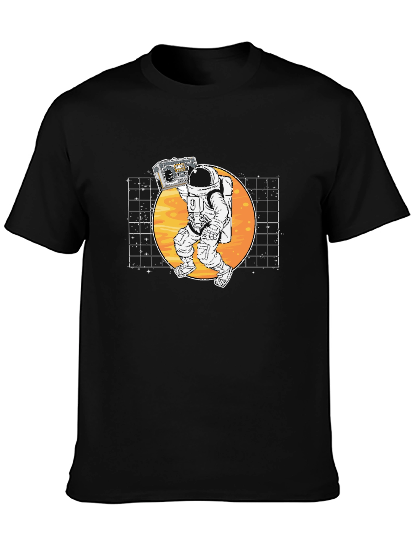 Astronaut Boombox Graphic T-Shirt - Retro Space Design