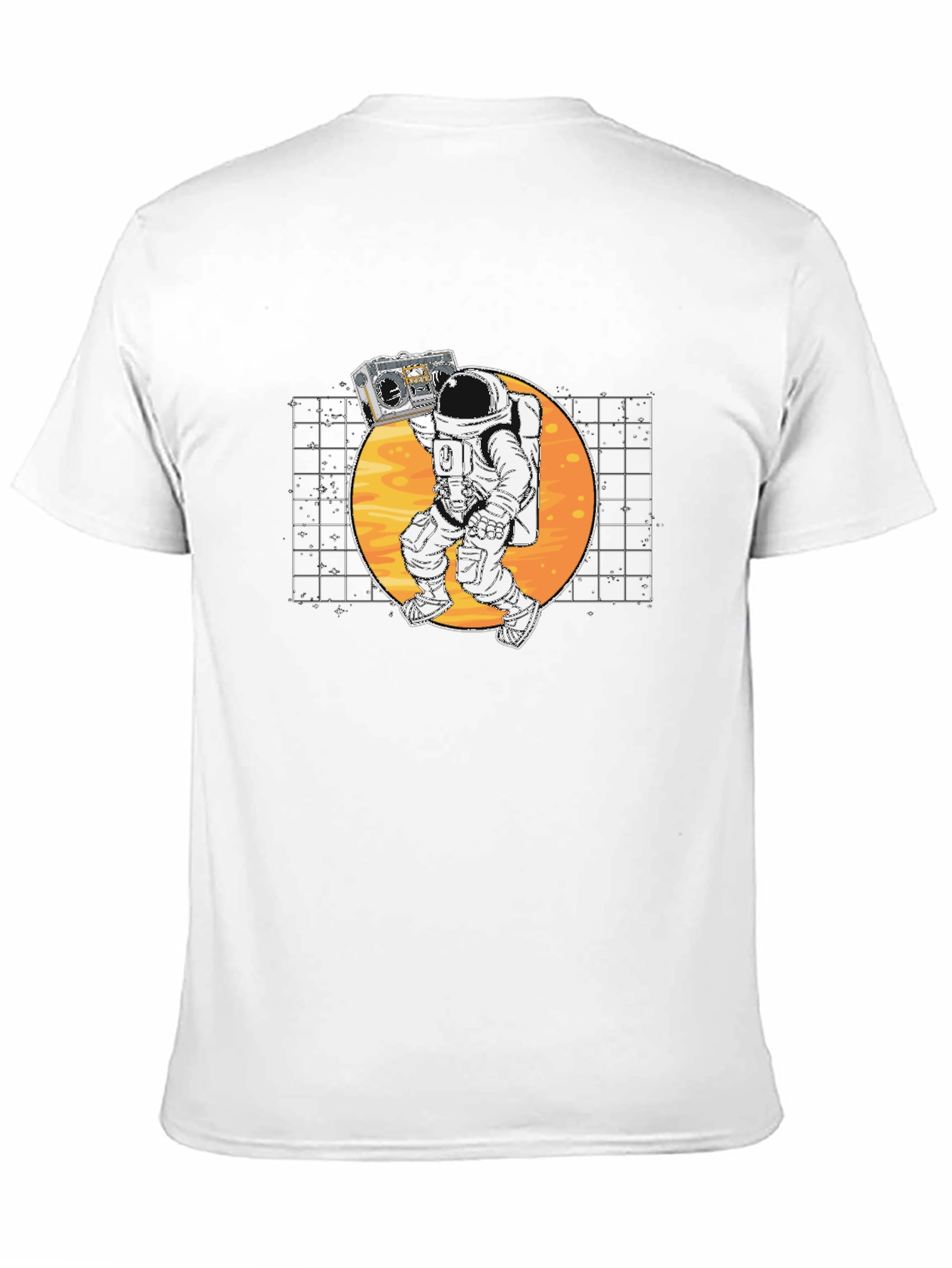 Astronaut Boombox Graphic T-Shirt - Retro Space Design