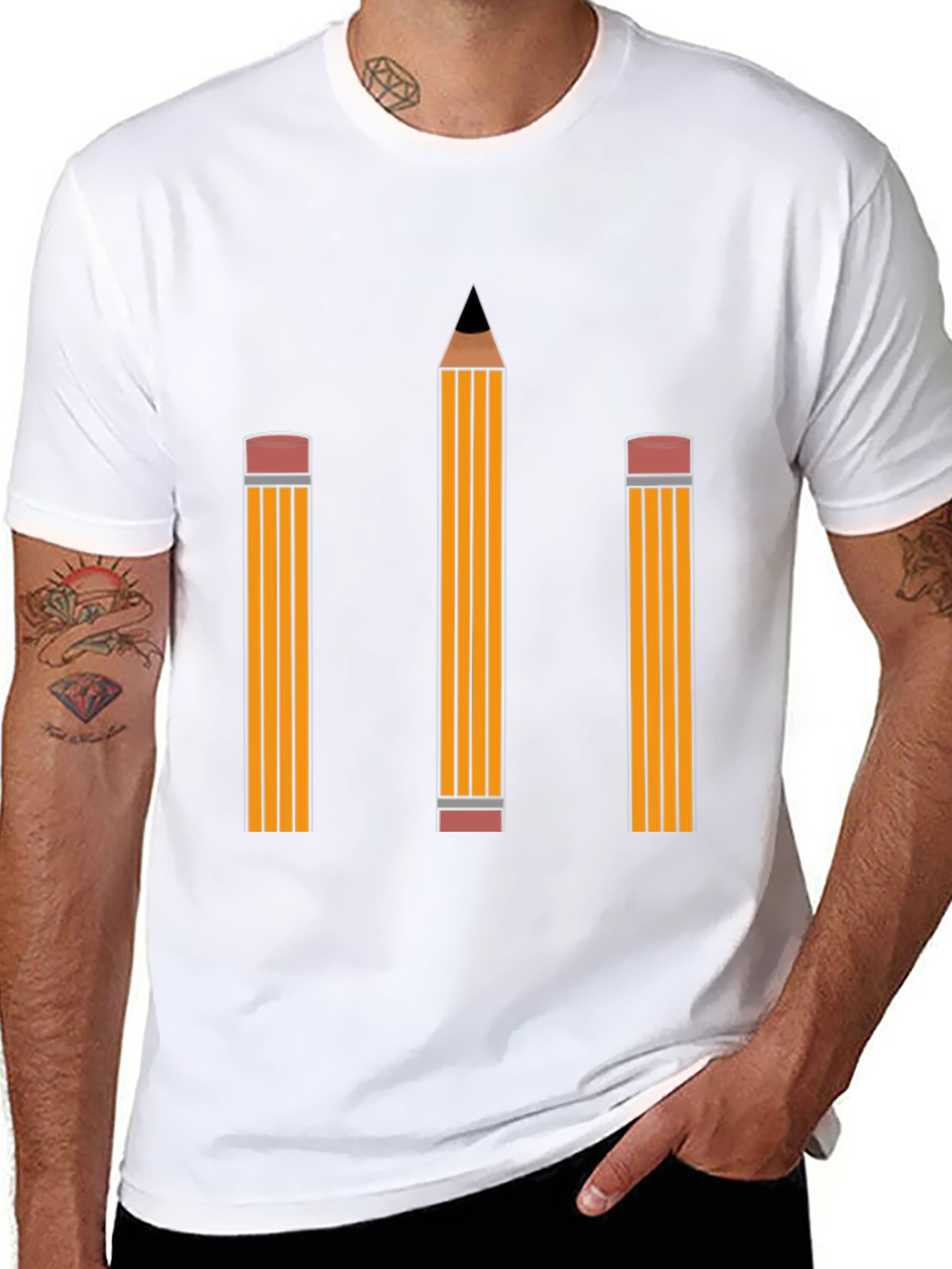 Pencil Graphic Tee - Black Cotton Shirt