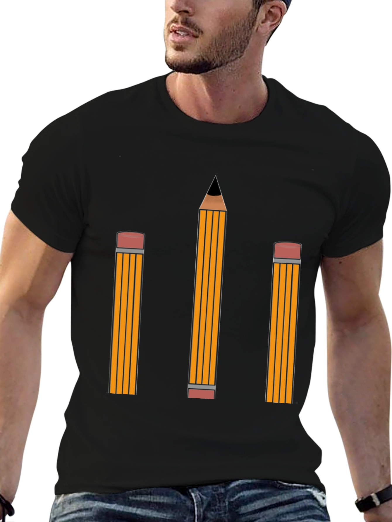 Pencil Graphic Tee - Black Cotton Shirt