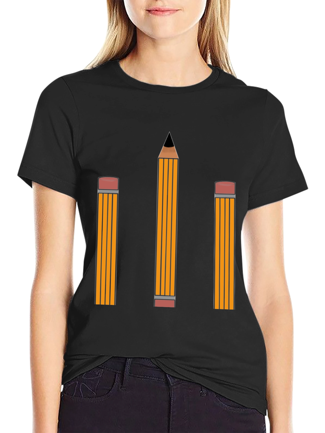 Pencil Graphic Tee - Black Cotton Shirt