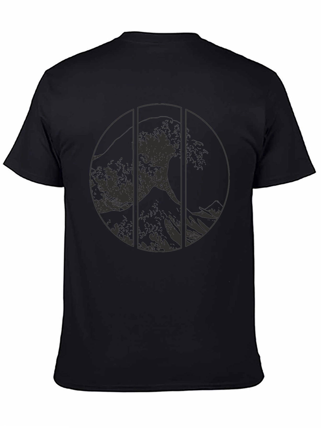 Great Wave Graphic Tee - Black Cotton T-Shirt